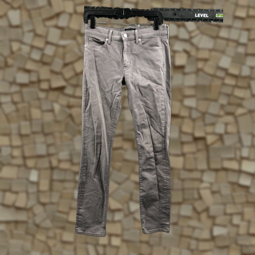 Banana Republic Banana Republic Slim Straight Pants Womens Gray 27 Long - Regular Rise Flat Front Knit Polyester Chino Style Slimming 32 Inseam Casual Formal Size 27" / US 4 / IT 40 - 1 Thumbnail