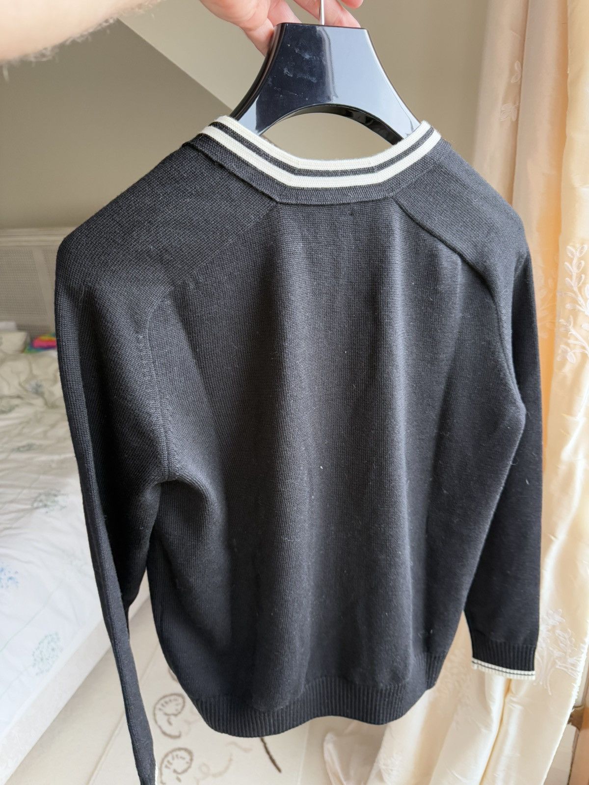 Rare Celine Triomphe logo cardigan black white M Hedi
