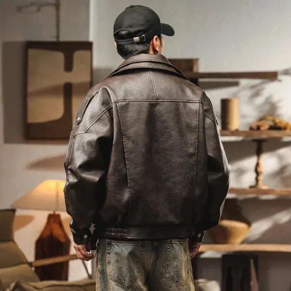 Other Fleece Lined Faux Leather Bomber Jacket Size US M / EU 48-50 / 2 - 7 Thumbnail