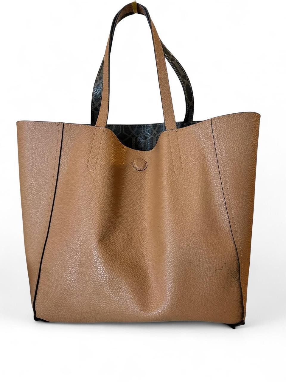 Other Reversible Brown Geometric / Tan PVC Tote – Magnetic Closure Size ONE SIZE - 5 Thumbnail