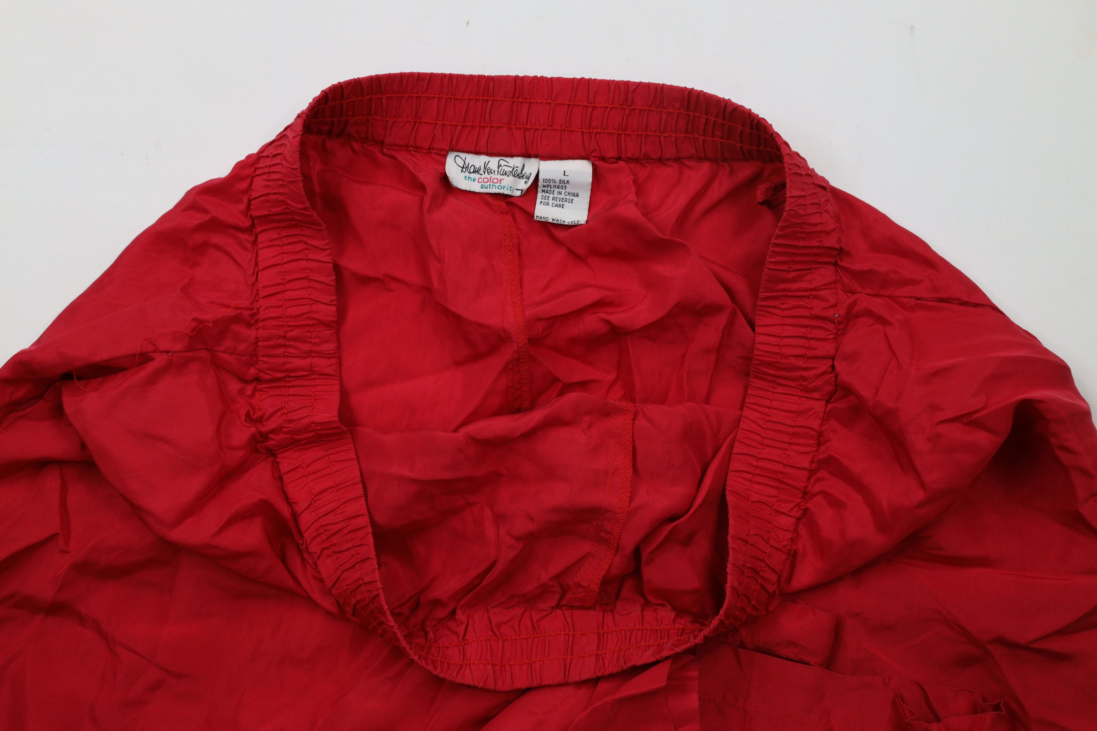 Diane von Furstenberg × Vintage Vintage 90s Diane von Furstenberg Lightweight Silk Pants Red Size 36" / US 14 / IT 50 - 6 Thumbnail