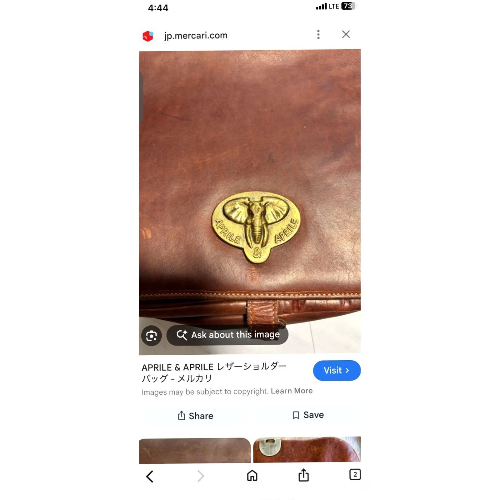 Vintage Aprile & Aprile Brown Leather Handbag Elephant Emblem Medium Clutch Womens Size ONE SIZE - 8 Thumbnail