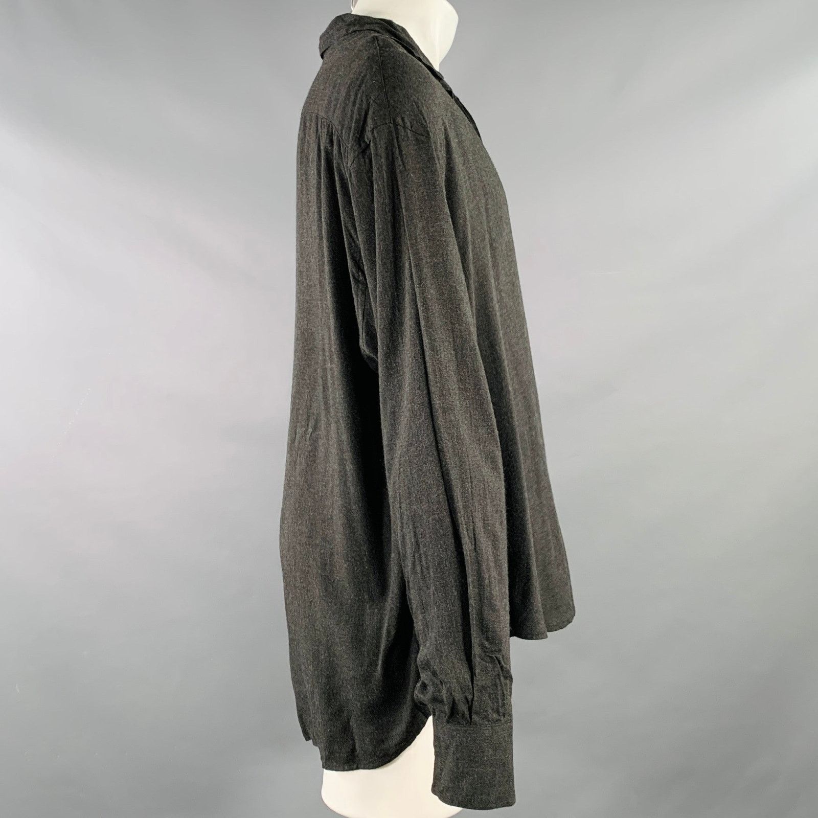 Dolce & Gabbana Size M Grey Charcoal Viscose One Pocket Long Sleeve Shirt Size US M / EU 48-50 / 2 - 2 Thumbnail