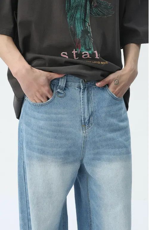VIBE Simple light blue washed floor-length wide-leg jeans Size US 32 / EU 48 - 6 Thumbnail