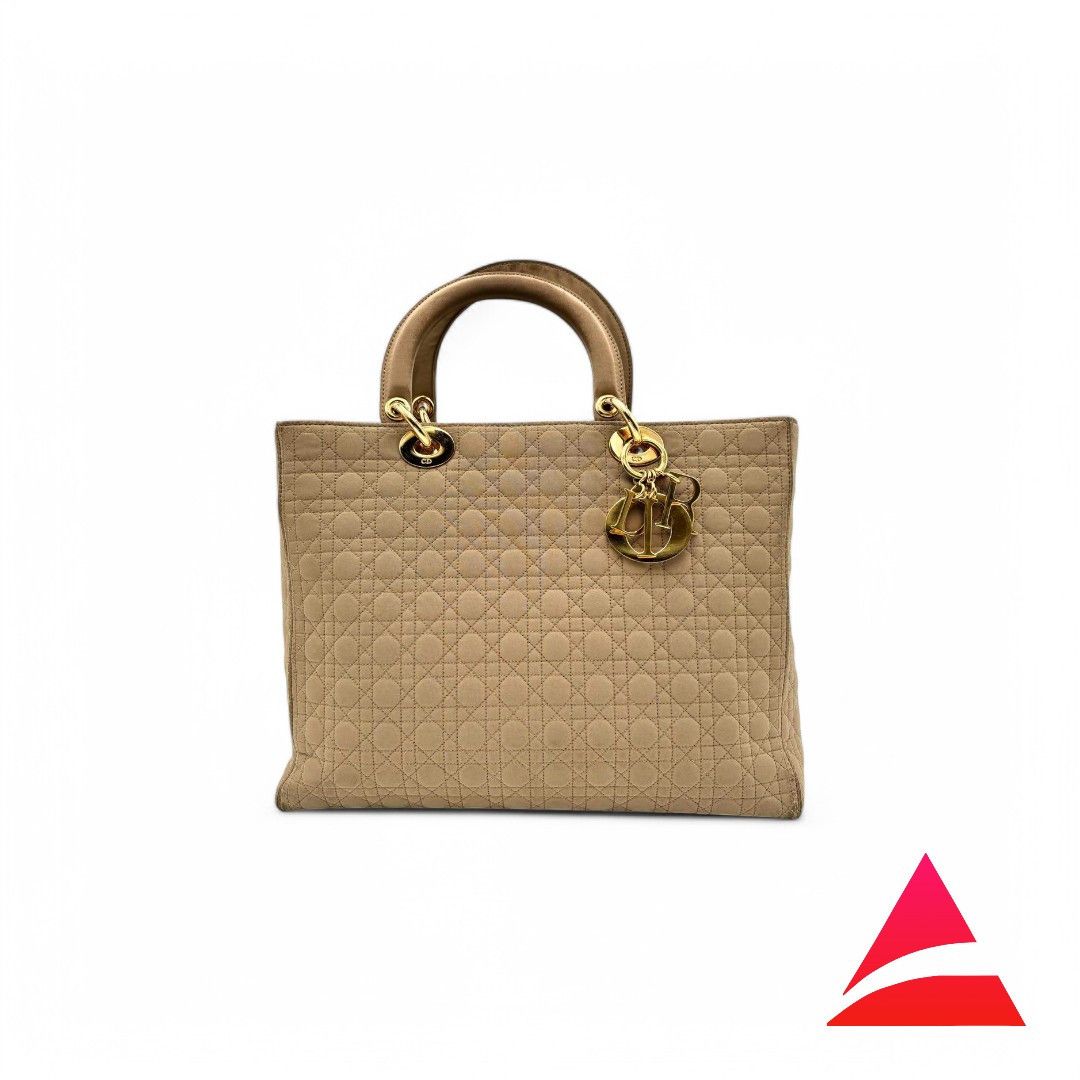 Dior Dior - Lady Dior Handbag Beige Quilted Gold Charm Vintage Size ONE SIZE - 1 Thumbnail