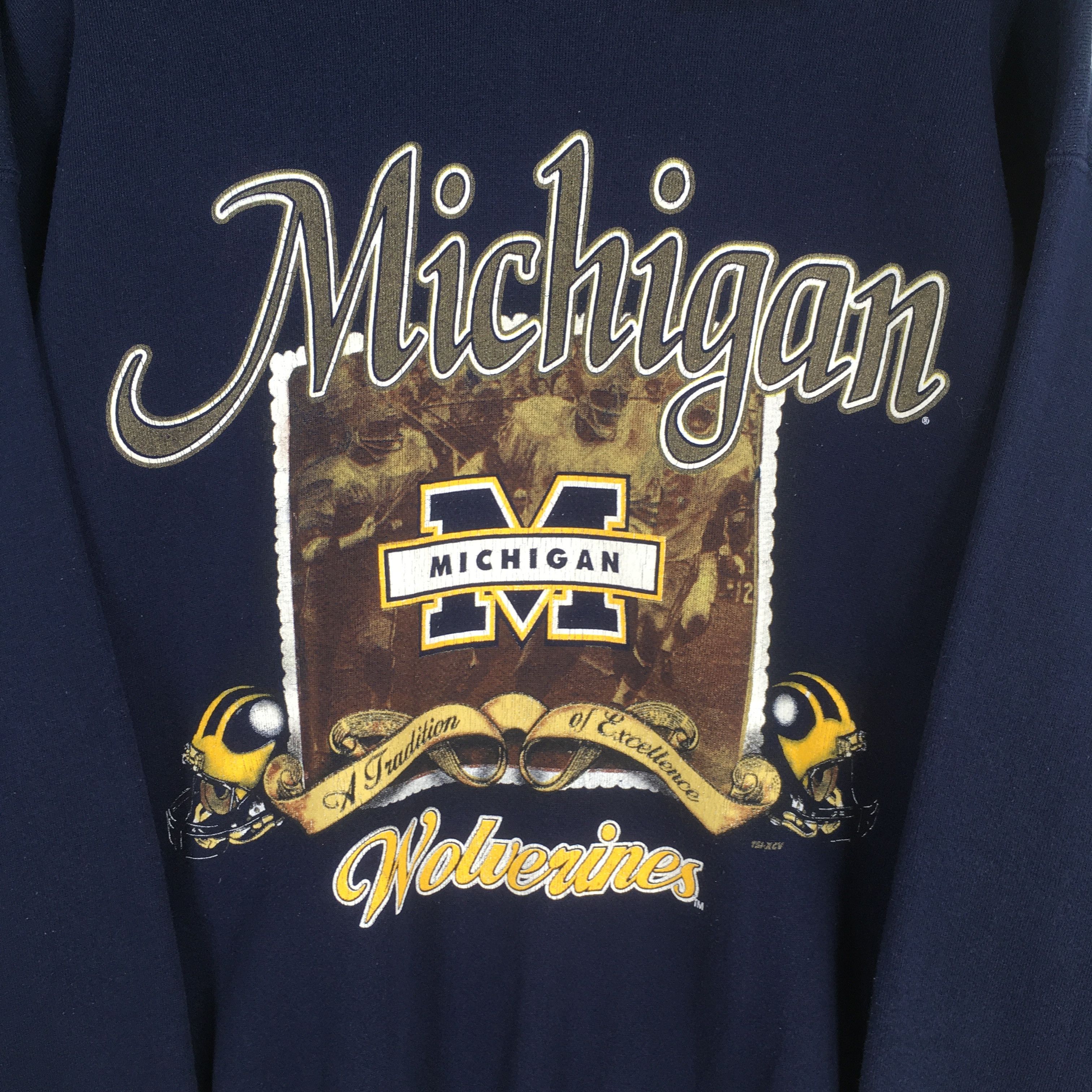 NCAA × Vintage Vintage 90s Michigan Wolverines NCAA Sweatshirt XLarge Size US XL / EU 56 / 4 - 2 Thumbnail