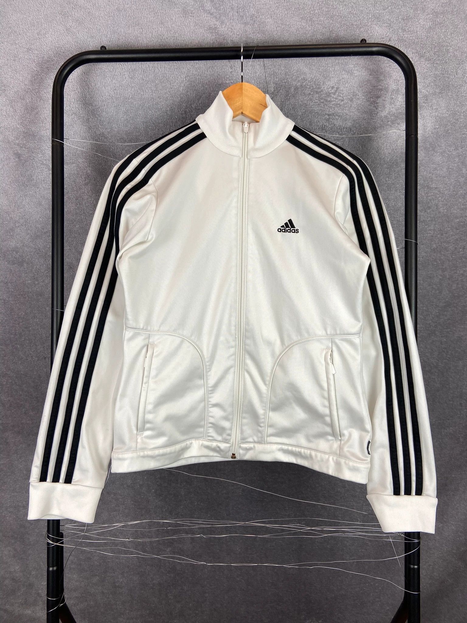Adidas Adidas White Track Jacket Classic 3-Stripes Small Size S / US 4 / IT 40 - 1 Thumbnail