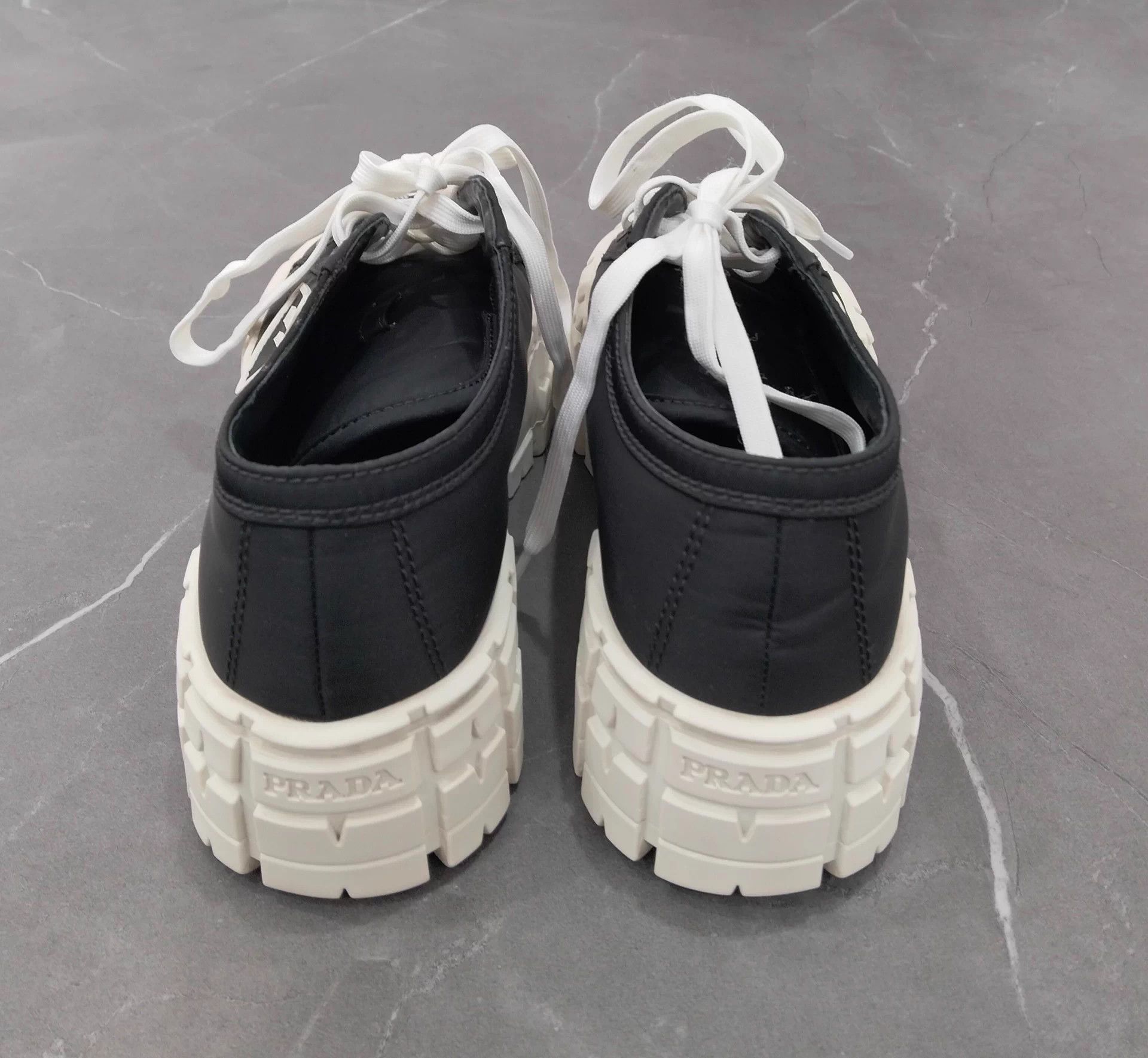 Prada Prada Black White Nylon Cracker Platform 35 Size US 4 / IT 34 - 5 Thumbnail