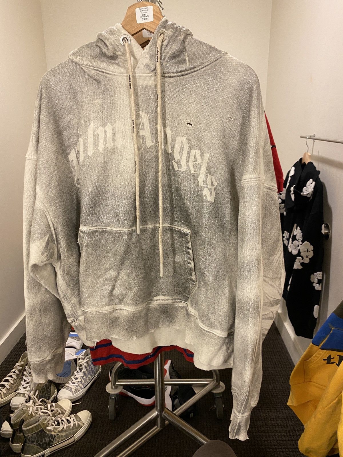 image of Palm Angels Reflective Hoodie M in Grey, Men's (Size Medium)