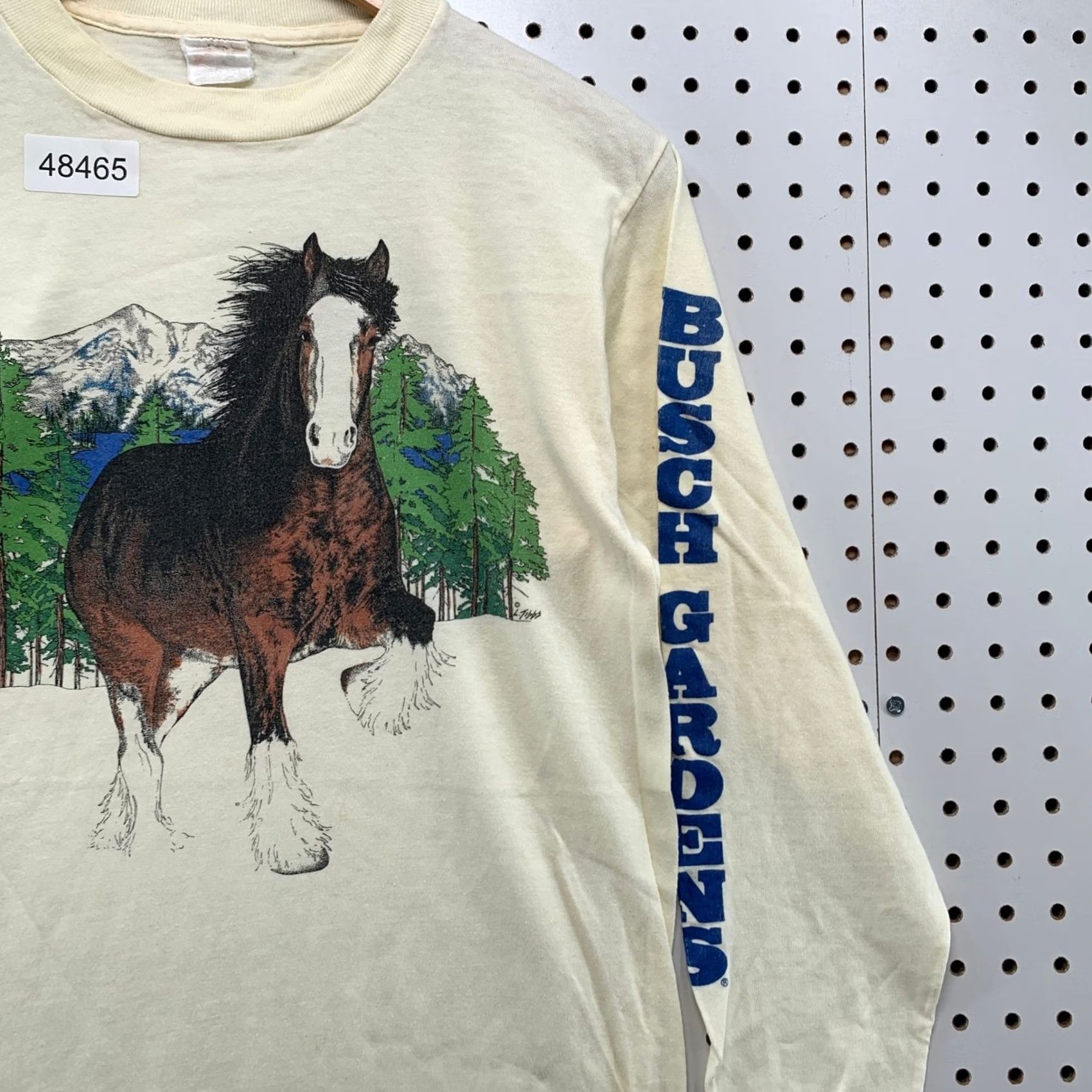 Vintage VINTAGE Busch Gardens T Shirt Mens M Cream 90s Clydesdale Horse Long Sleeve Size US M / EU 48-50 / 2 - 7 Thumbnail
