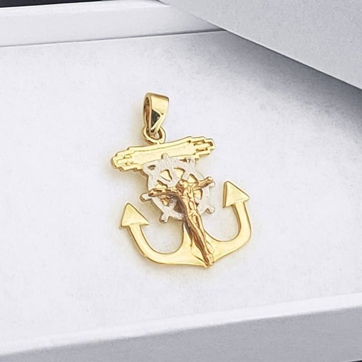 Other Anchor, Jesus Mariner's Cross Charm 14k 3-Tone Gold Pendant Size ONE SIZE - 1 Thumbnail