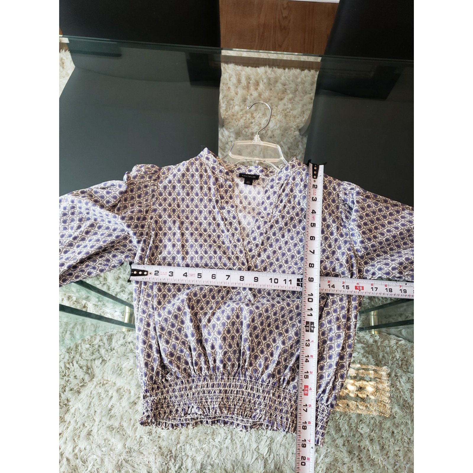 Ann Taylor Ann Taylor Blouse Women XXS Purple White Smocked Waist Top Size S / US 4 / IT 40 - 12 Thumbnail