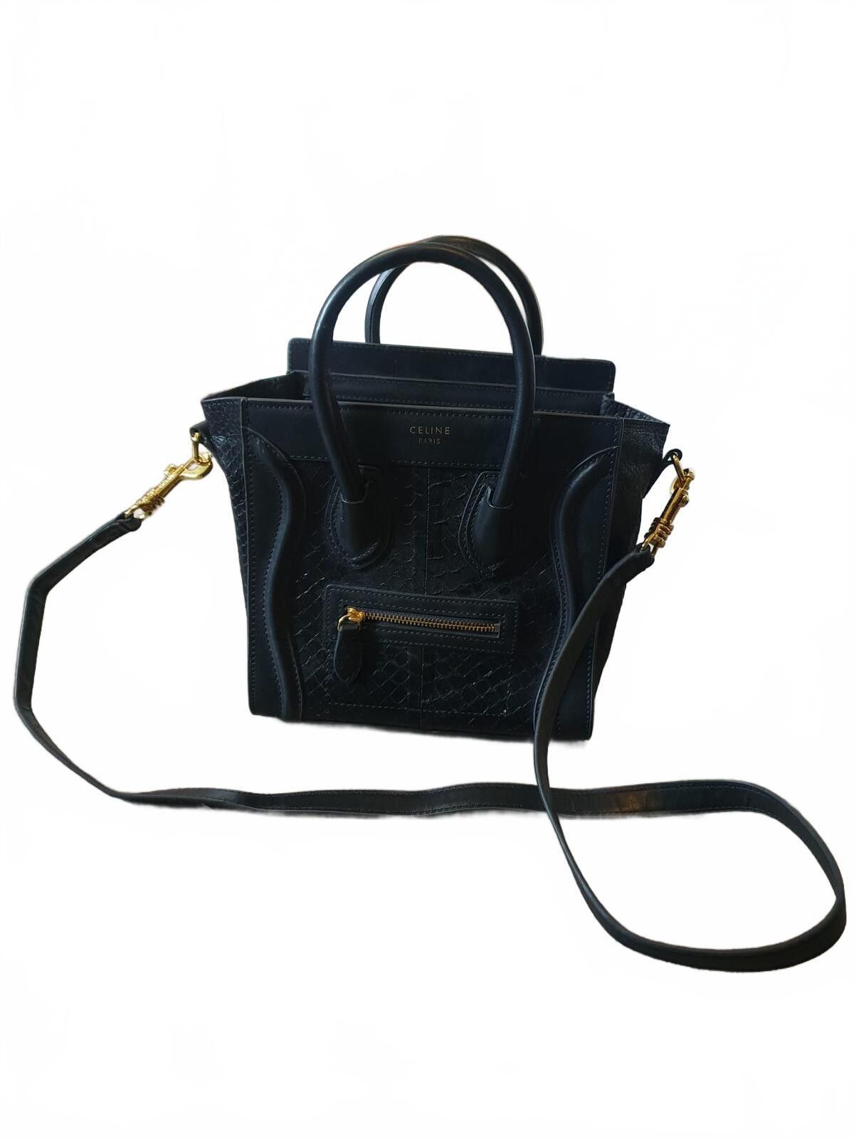 Celine Celine - Black Mini Luggage Tote Bag with Gold Hardware Size ONE SIZE - 1 Thumbnail