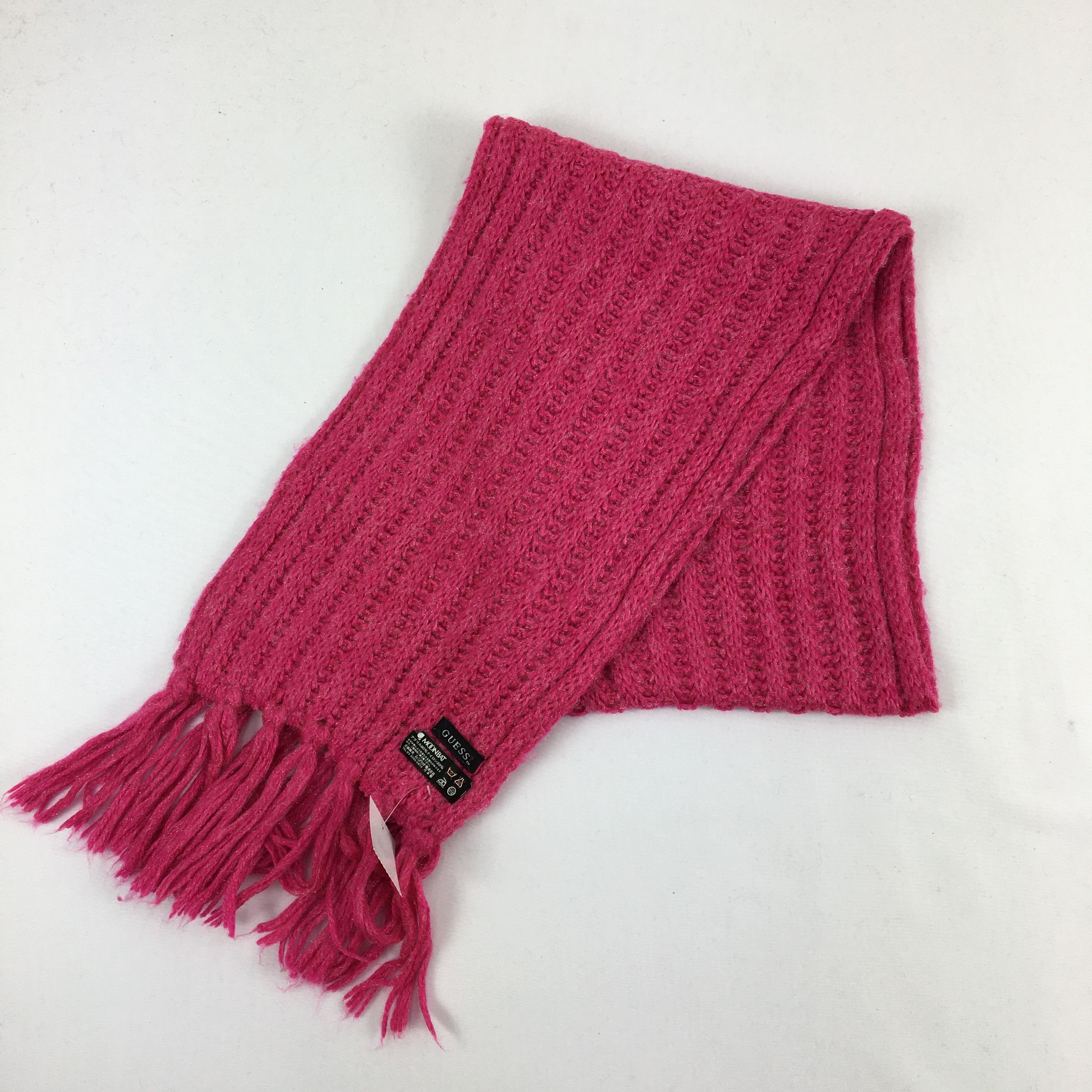 Vintage Guess Scarf Muffler Ribbed Knit Wool Scarves