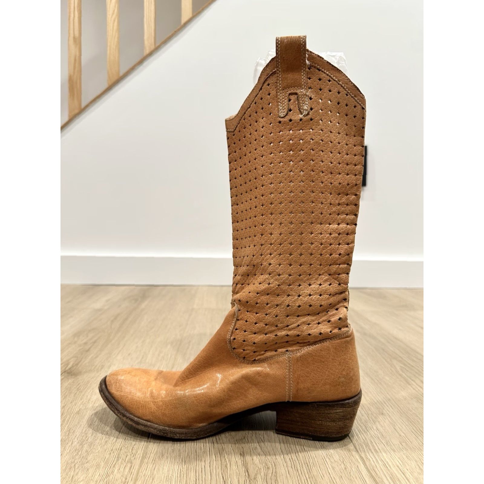 Frye Frye Women's Boots Western Pull On Leather 7.5B Brown Knee High Leather Lining Bohemian Vintage No Size US 8 / IT 38 - 6 Thumbnail