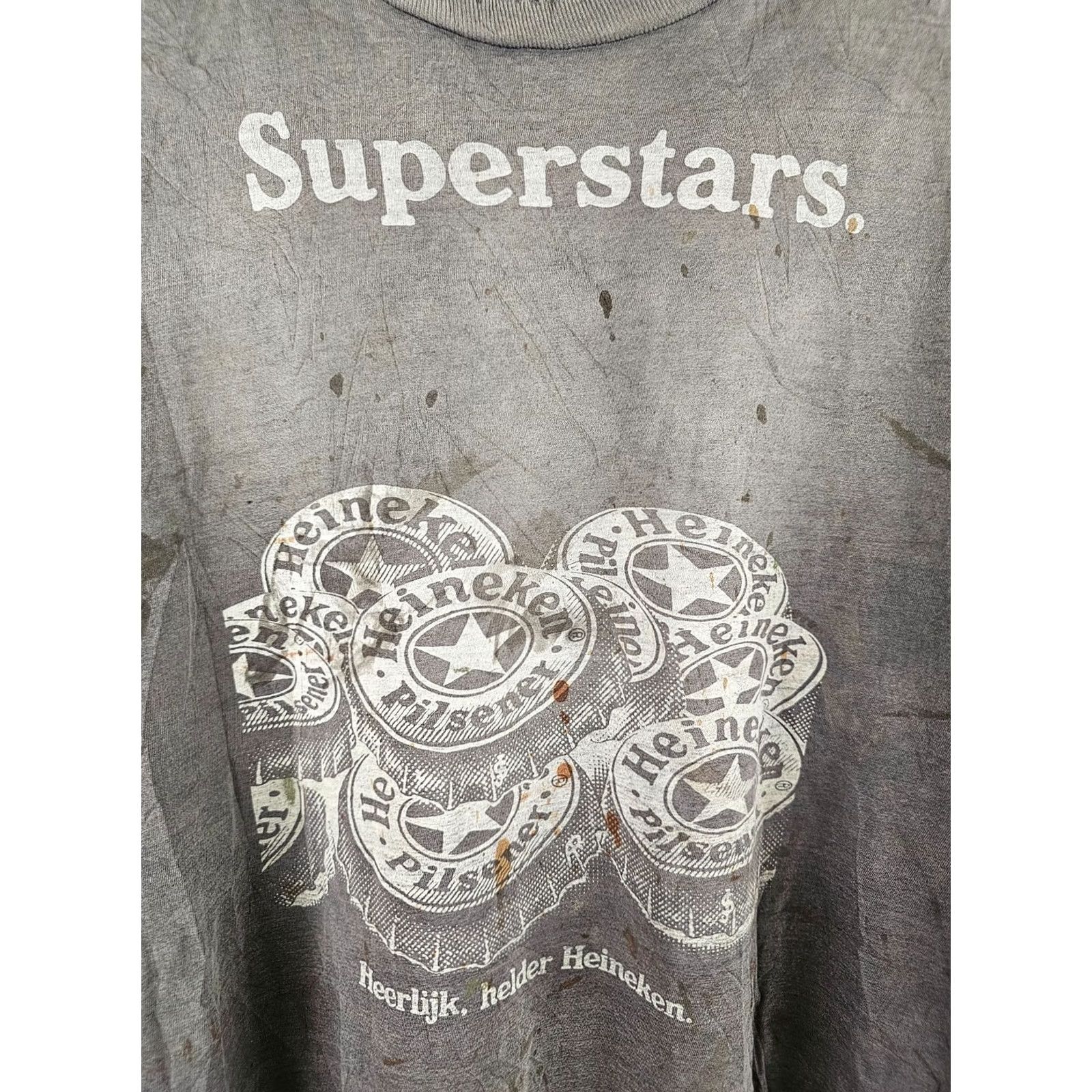 Vintage VINTAGE T-SHIRT MEN XL BLACK DISTRESSED GRADIANT SUN FADED TRASHED HEINEKEN SUPERSTARS Size US XL / EU 56 / 4 - 2 Thumbnail