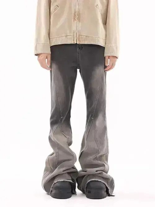 Japanese Brand Vintage wash gradient patchwork bootcut jeans Size US 32 / EU 48 - 1 Thumbnail