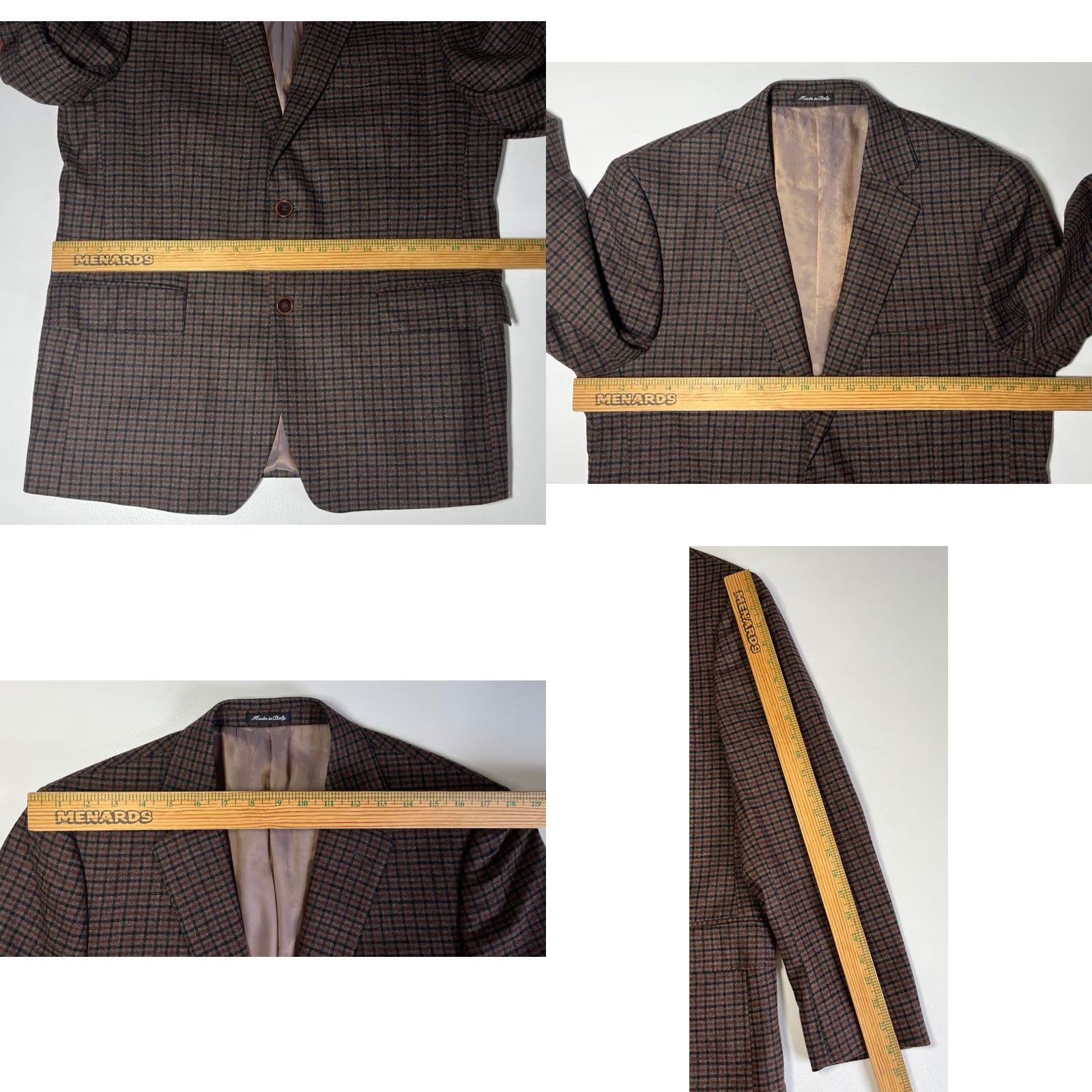Vintage Sartoria Tosi Blazer Jacket Wool Blend Plaid Elbow Patches Made in Italy Sz 40 R Brown Men’s Size 40R - 9 Thumbnail