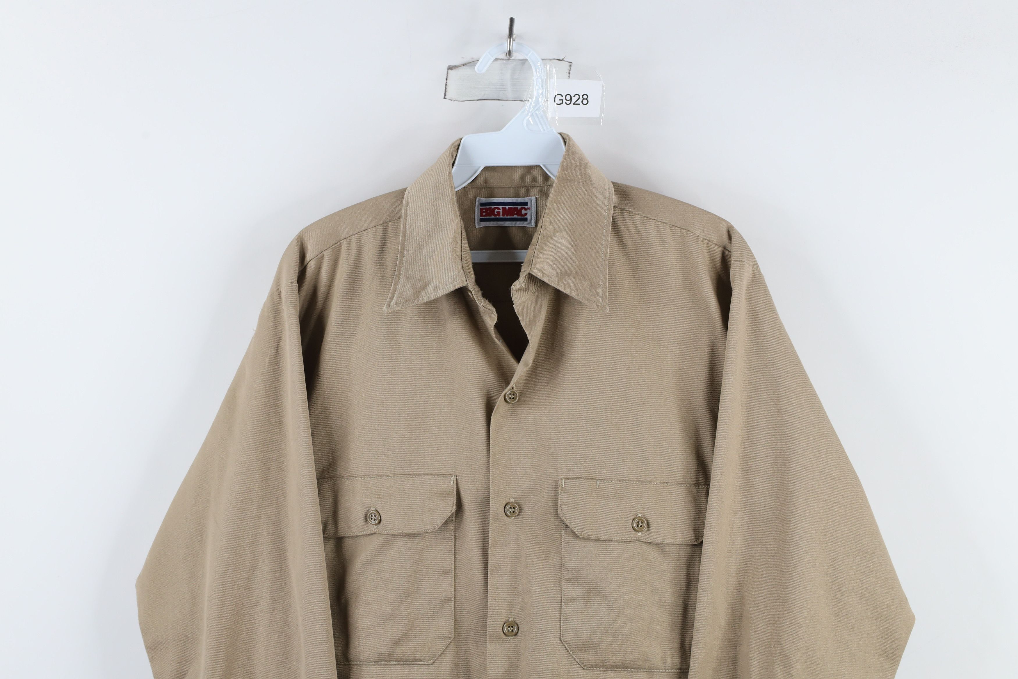 Vintage Vintage 70s Big Mac Workwear Collared Button Shirt Beige Size US L / EU 52-54 / 3 - 2 Thumbnail