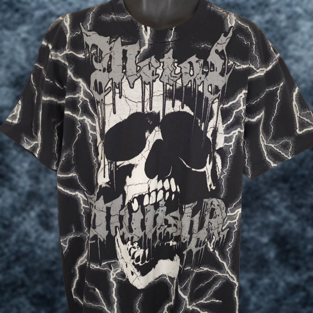 Metal Mulisha Metal Mulisha Shirt Mens XL Black All Over Print Shock Lightning Skull Horror Size US XL / EU 56 / 4 - 1 Thumbnail