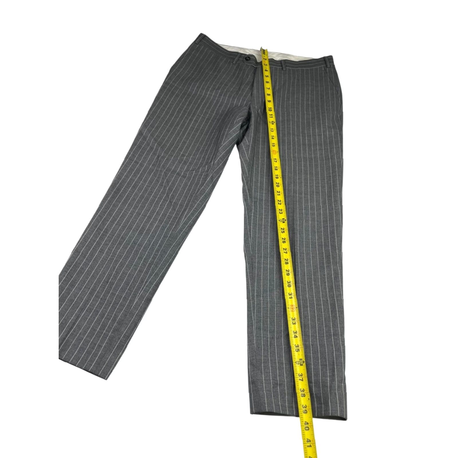 Suitsupply SuitSupply Men’s Brescia 100% Wool Flat Front Dress Pants Gray Stripe 36x30 Size 36R - 5 Thumbnail