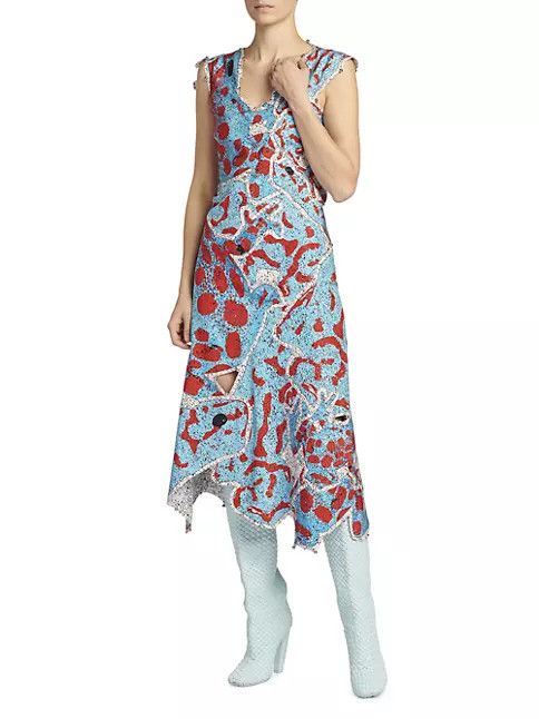 Bottega Veneta o1loc1c0824 718893 Printed Silk Patchwork Dress Multicolor Size M / US 6-8 / IT 42-44 - 4 Thumbnail