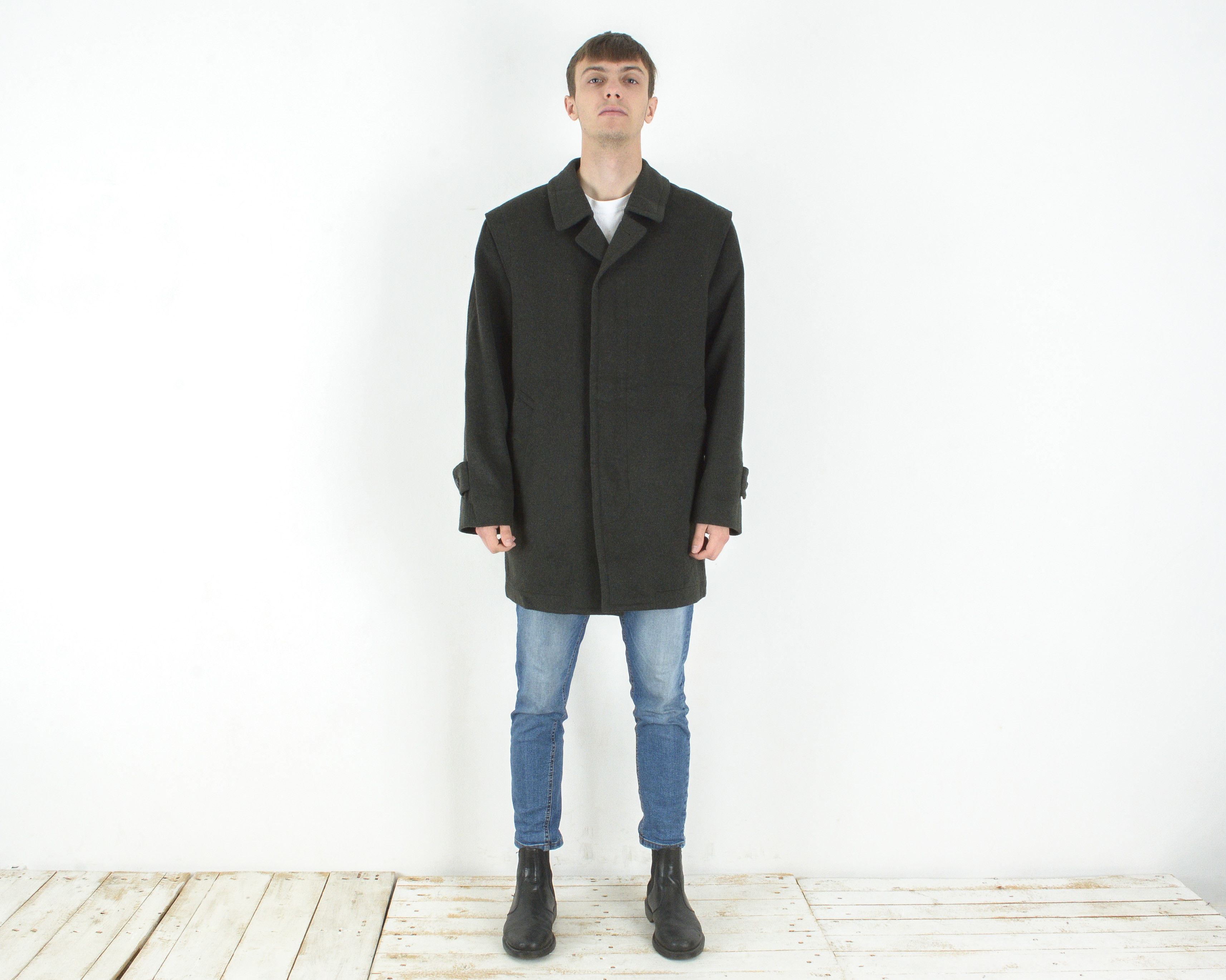 Vintage OLLOQUI Loden Touch Men M Wool Trench Jacket Over Coat EU 50 Size US M / EU 48-50 / 2 - 2 Thumbnail