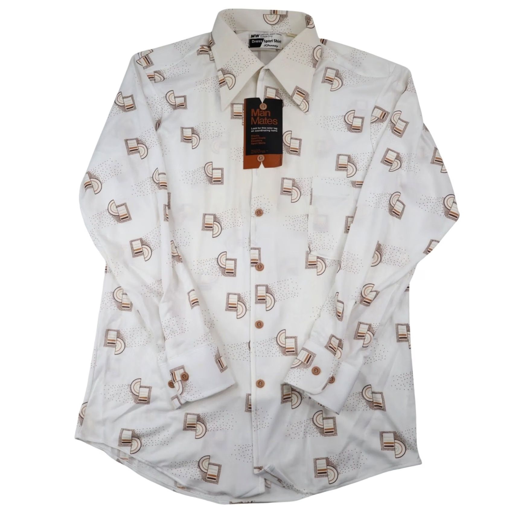 JCPenney NWT JC Penny Man Mates Sport Shirt White Medium Long Sleeve Vintage Size US M / EU 48-50 / 2 - 2 Thumbnail