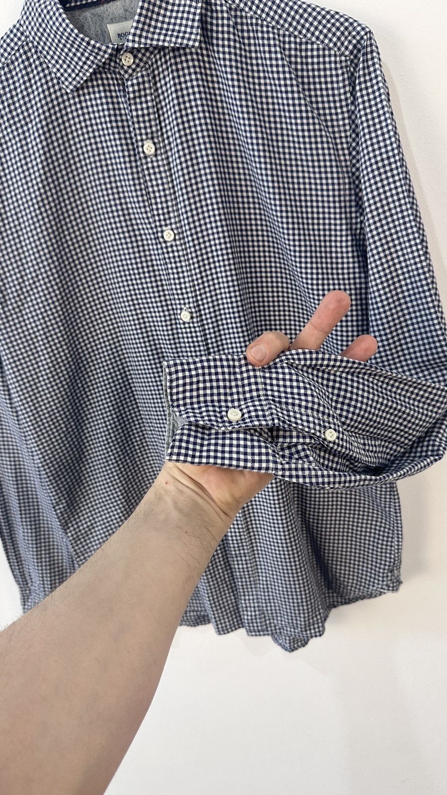 Boggi Boggi Milano Shirt M Gingham Check Easy Formal Custom Fit Size US M / EU 48-50 / 2 - 7 Thumbnail