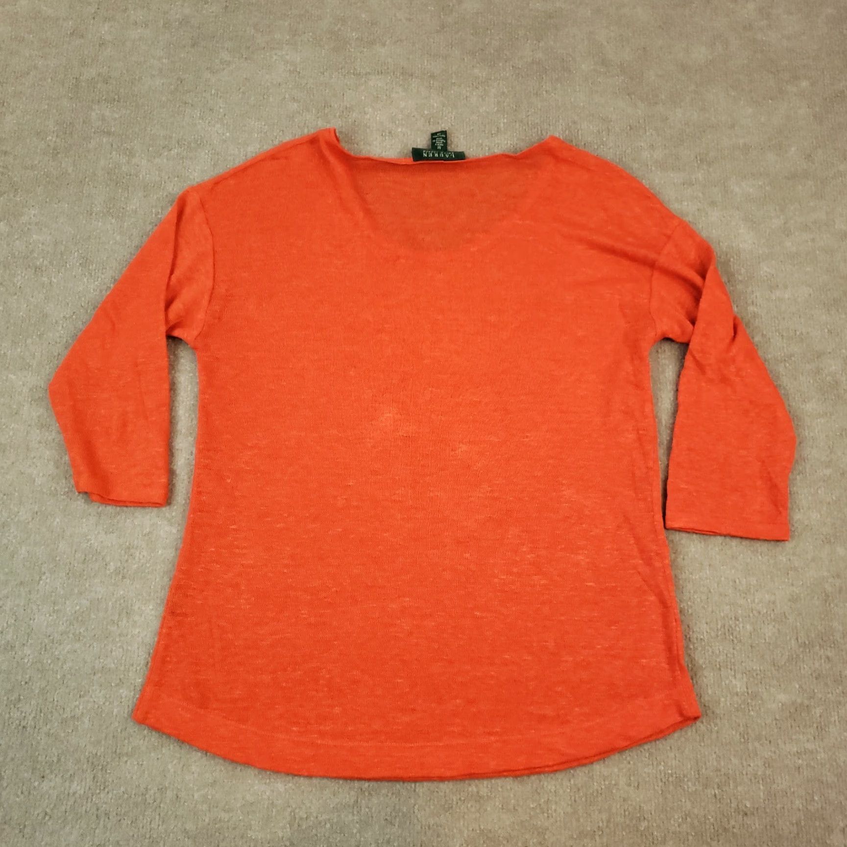 Ralph Lauren Ralph Lauren Womens Medium Orange Linen Pullover Shirt 3/4 Sleeve Casual Size M / US 6-8 / IT 42-44 - 6 Thumbnail