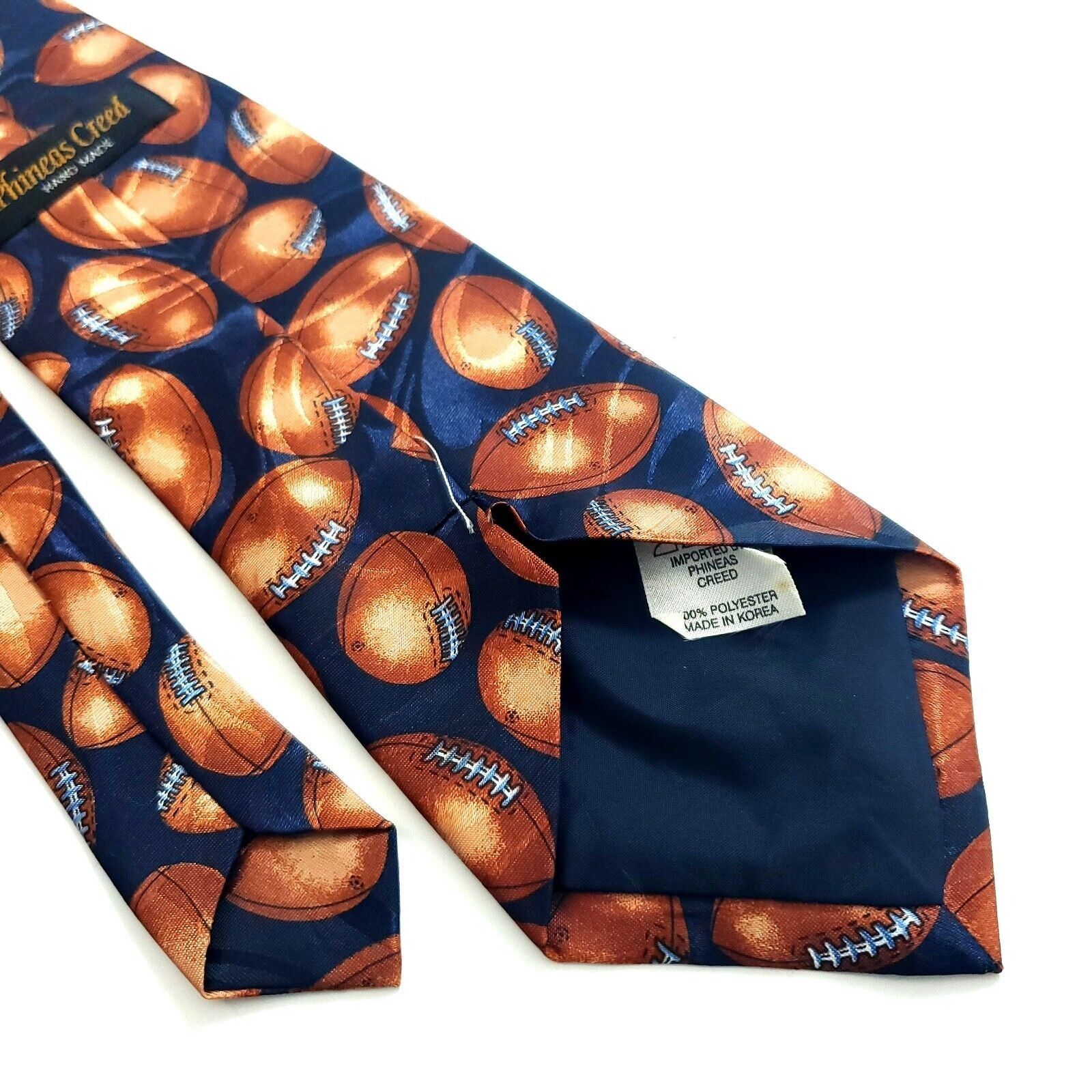 Vintage Phineas Creed Blue Football Polyester Jacquard Print Short T Size ONE SIZE - 5 Thumbnail
