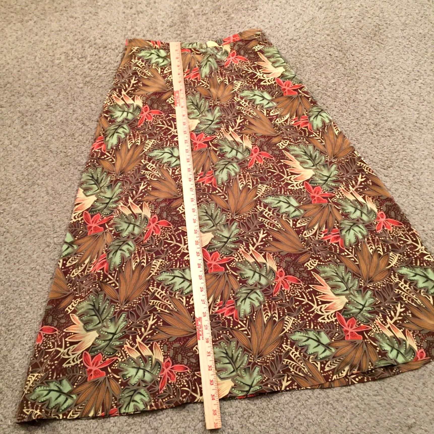 Vintage Andrea Viccaro Skirt Petites 10P Brown Floral Maxi Lined Silk Women Size 32" / US 10 / IT 46 - 4 Thumbnail