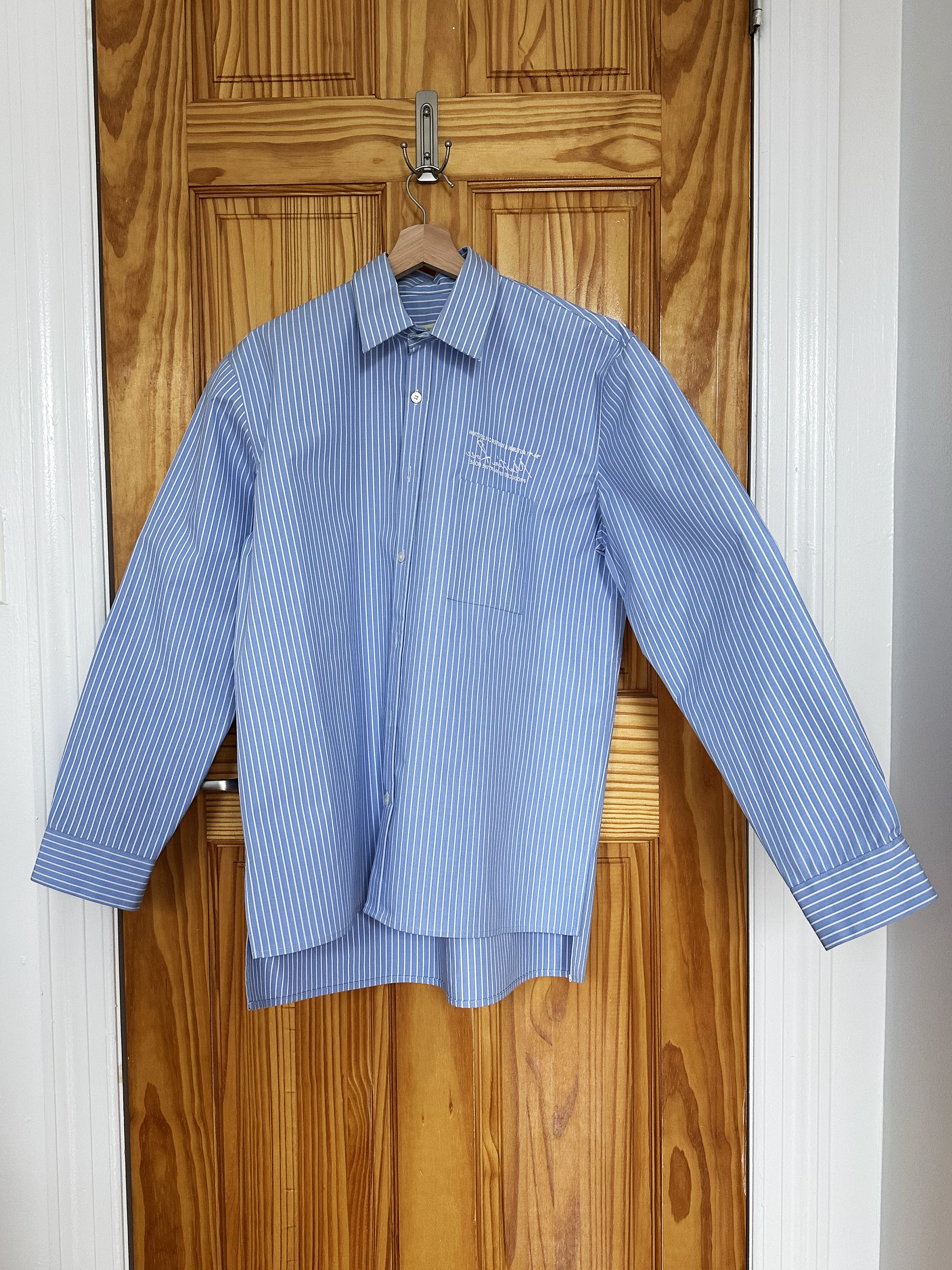 Martine Rose Martine Rose Bonded Oversized Blue Pinstripe Shirt Size US L / EU 52-54 / 3 - 1 Thumbnail