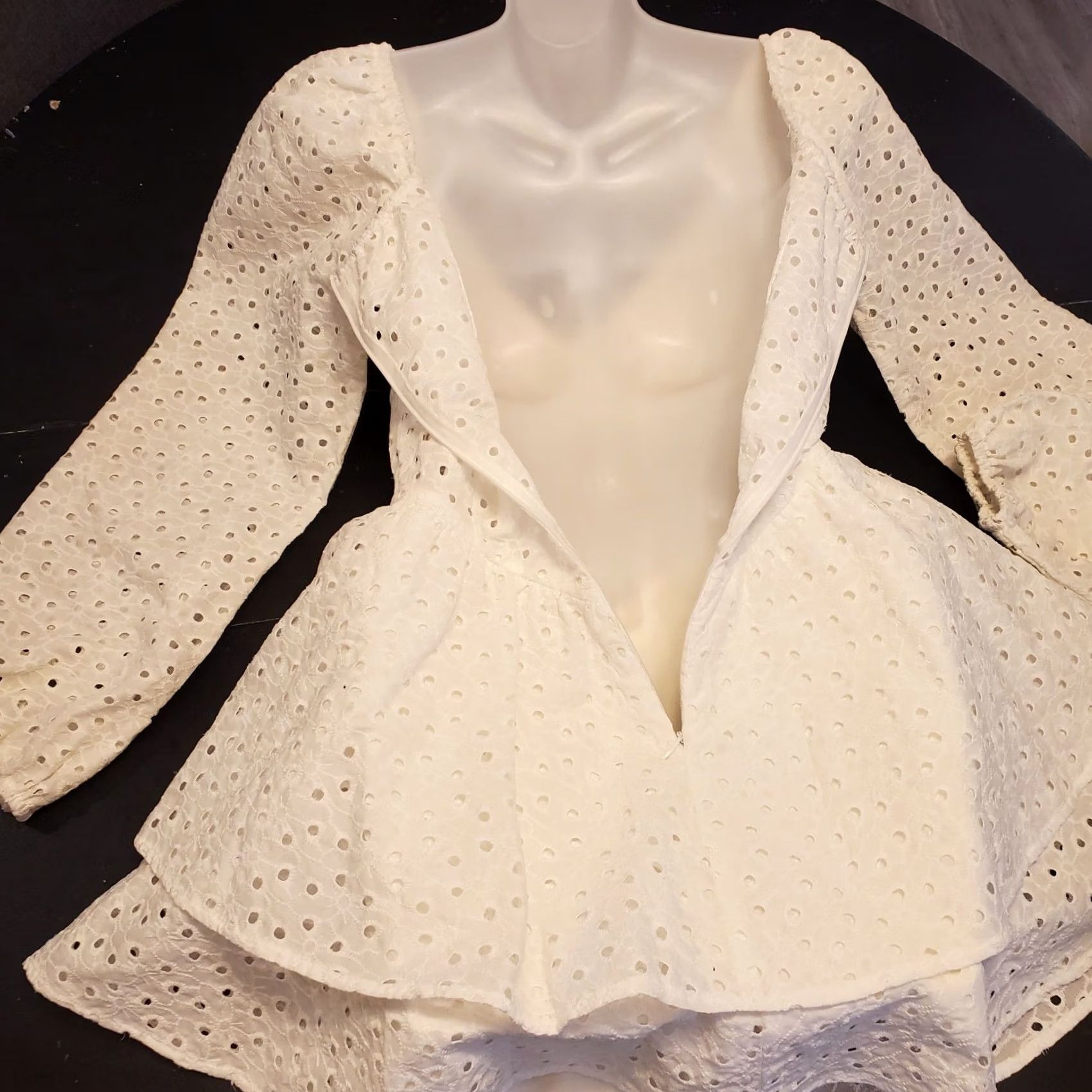 Vintage VINTAGE D & M Eyelet Lace Tiered Mini Dress Bohemian Cottagecore Cowgirl Western XS? Size M / US 6-8 / IT 42-44 - 5 Thumbnail