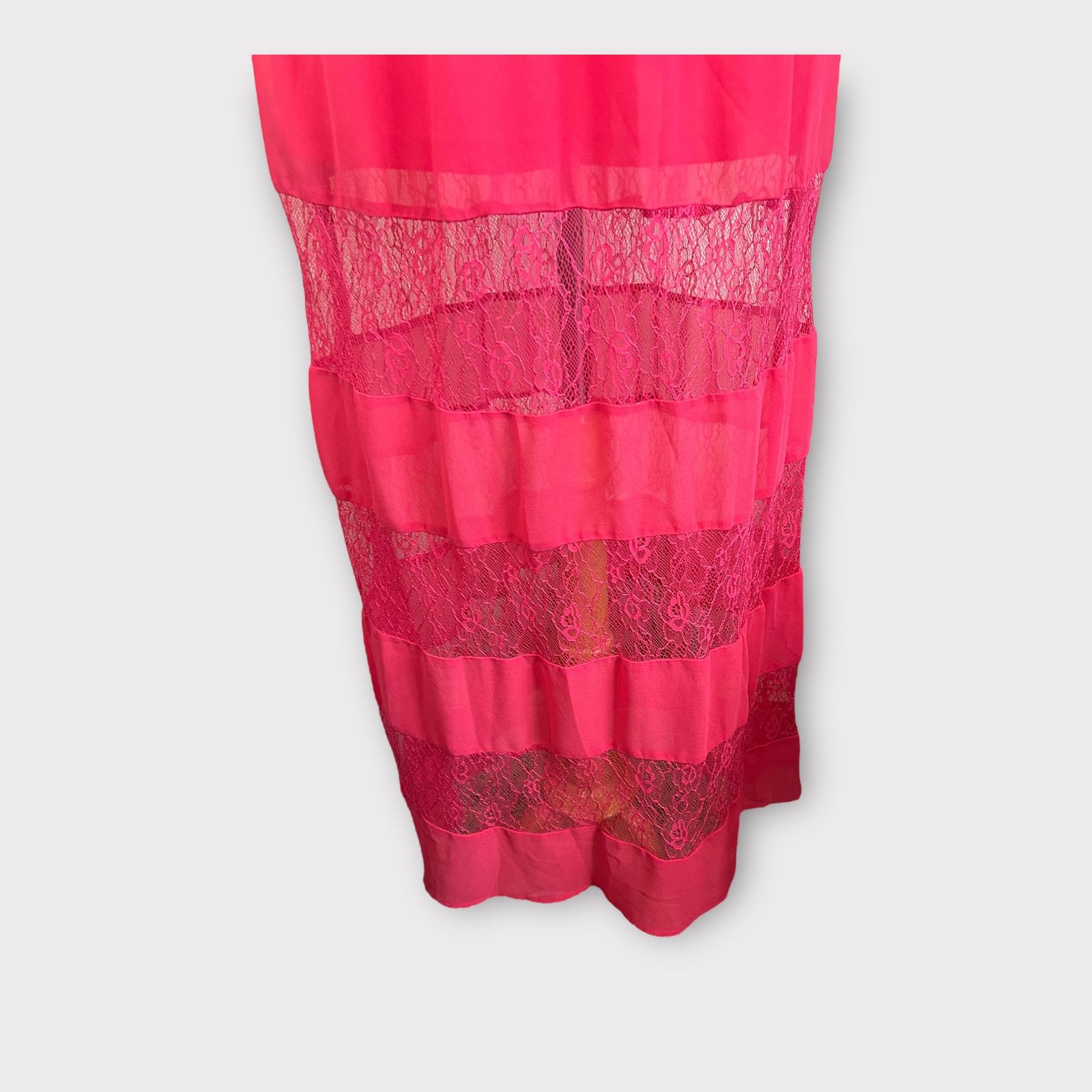 Nordstrom Doe & Rae | Women’s Coral Lace Insert Sheer Maxi Dress Size S / US 4 / IT 40 - 2 Thumbnail