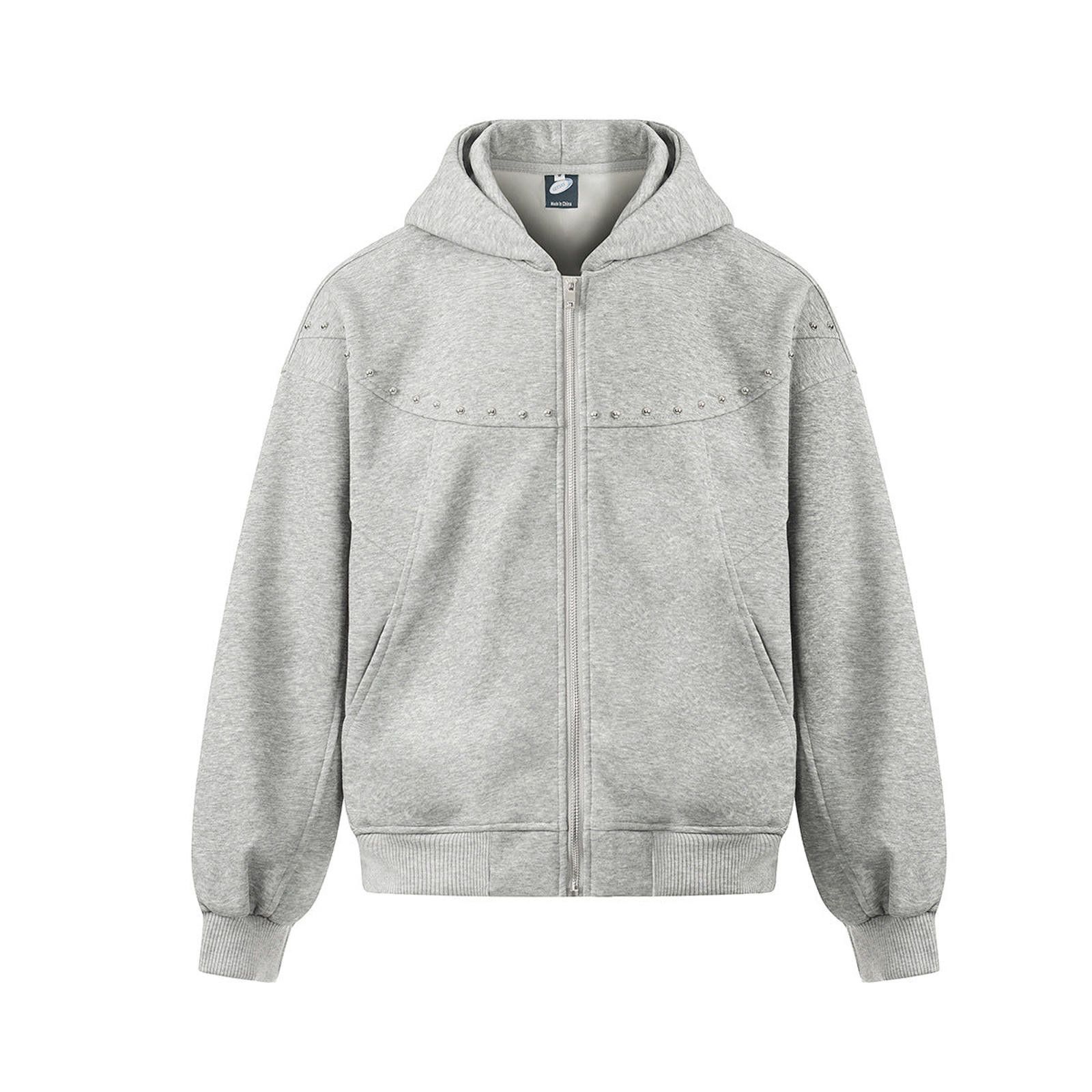 Japanese Brand Black Studded Zip-Up Hoodie, Streetwear Jacket Size US M / EU 48-50 / 2 - 2 Thumbnail
