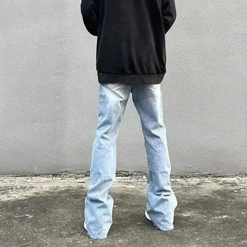 VIBE Y2K Fashion Zipper Retro Washed Baggy Flare Jeans Size US 36 / EU 52 - 2 Thumbnail