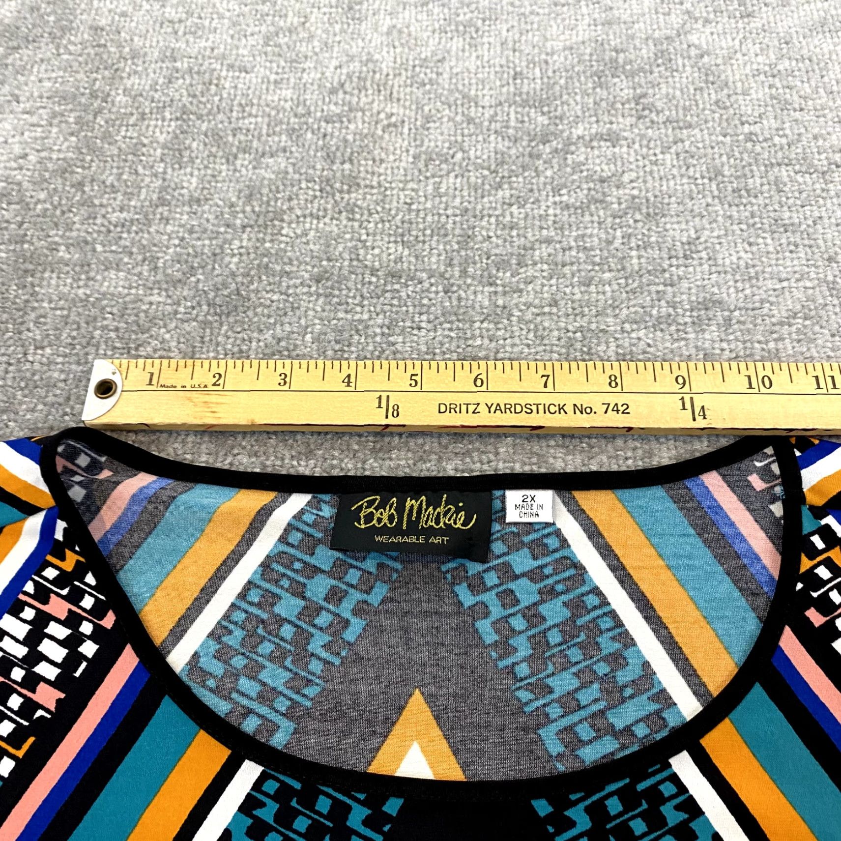 Bob Mackie BOB MACKIE Shirt Womens 2X Colorful Abstract Art-To-Wear 3/4 Sleeve Tunic Top Size XXL / US 16-18 / IT 52-54 - 4 Thumbnail