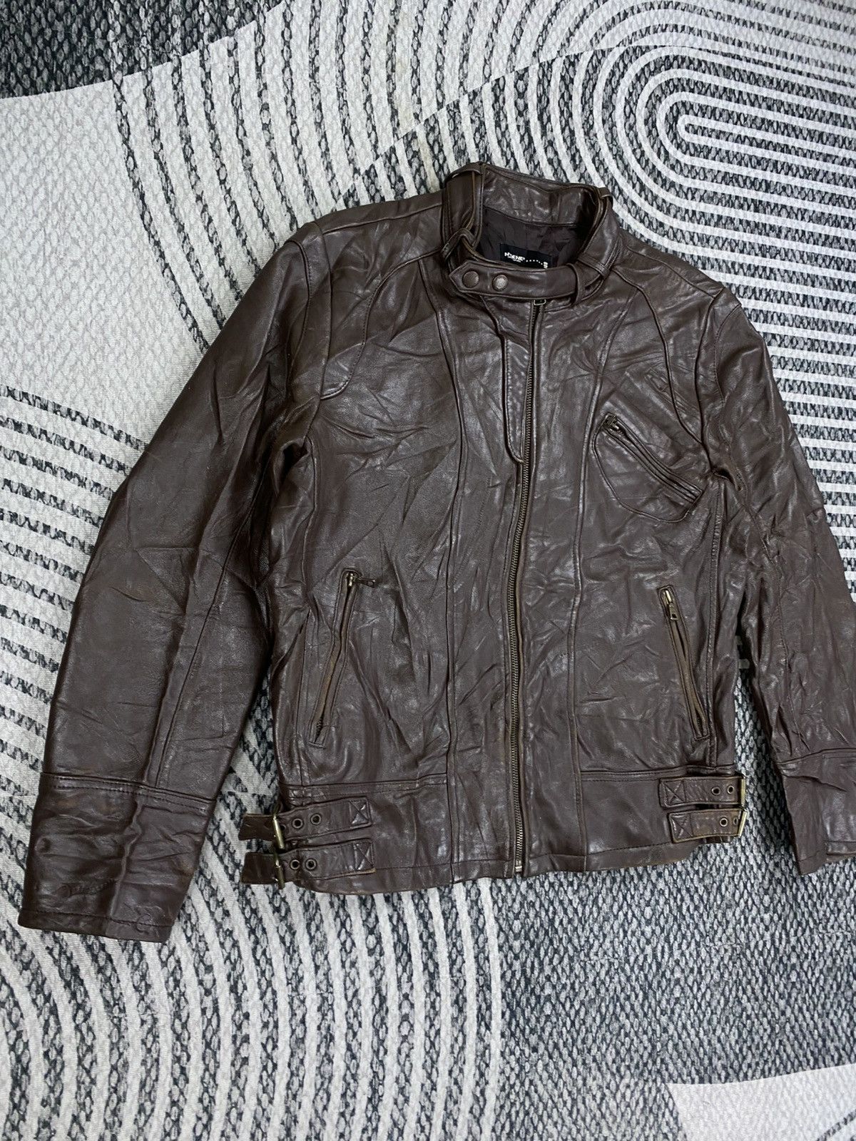 Genuine Leather Vintage N’GENE Genuine Stand-Up Collar Leather Bikers Jacket Size US M / EU 48-50 / 2 - 3 Thumbnail
