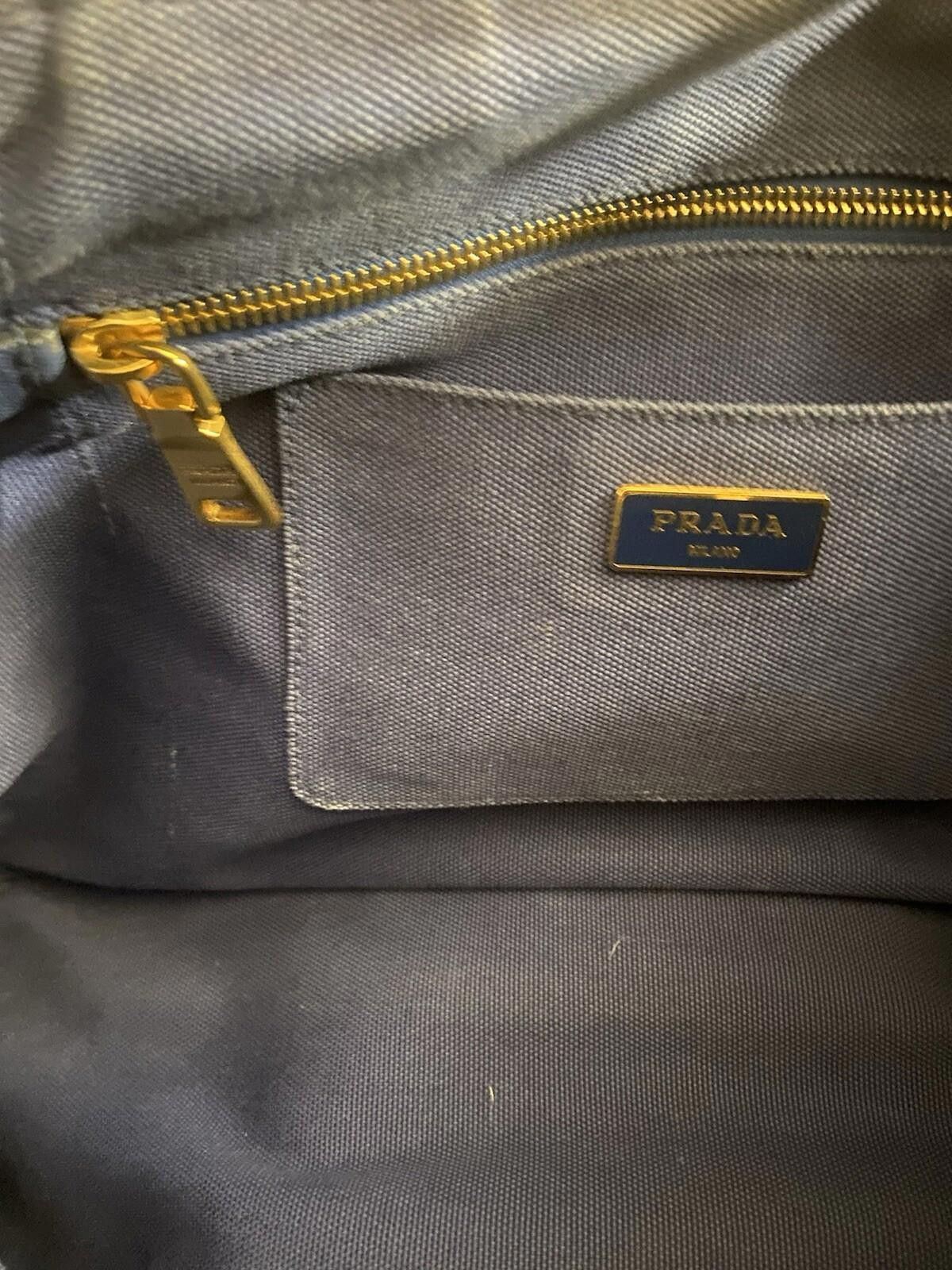 Prada Prada Canapa large size blue canvas hand shoulder tote bag Size ONE SIZE - 11 Thumbnail