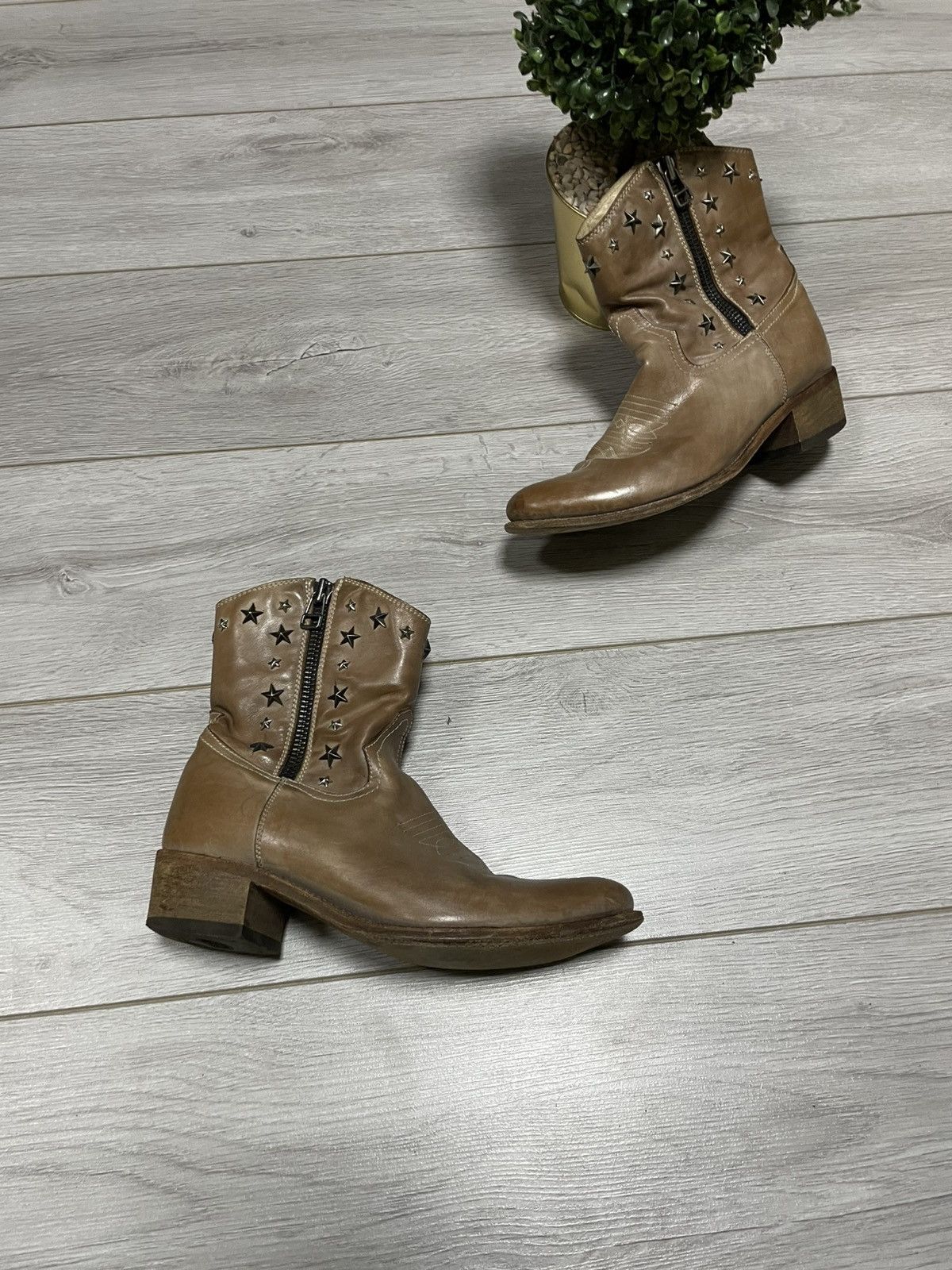Sancho Boots Sancho stars 🌟 cowboy vintage western boots side zip Size US 10 / IT 40 - 2 Thumbnail