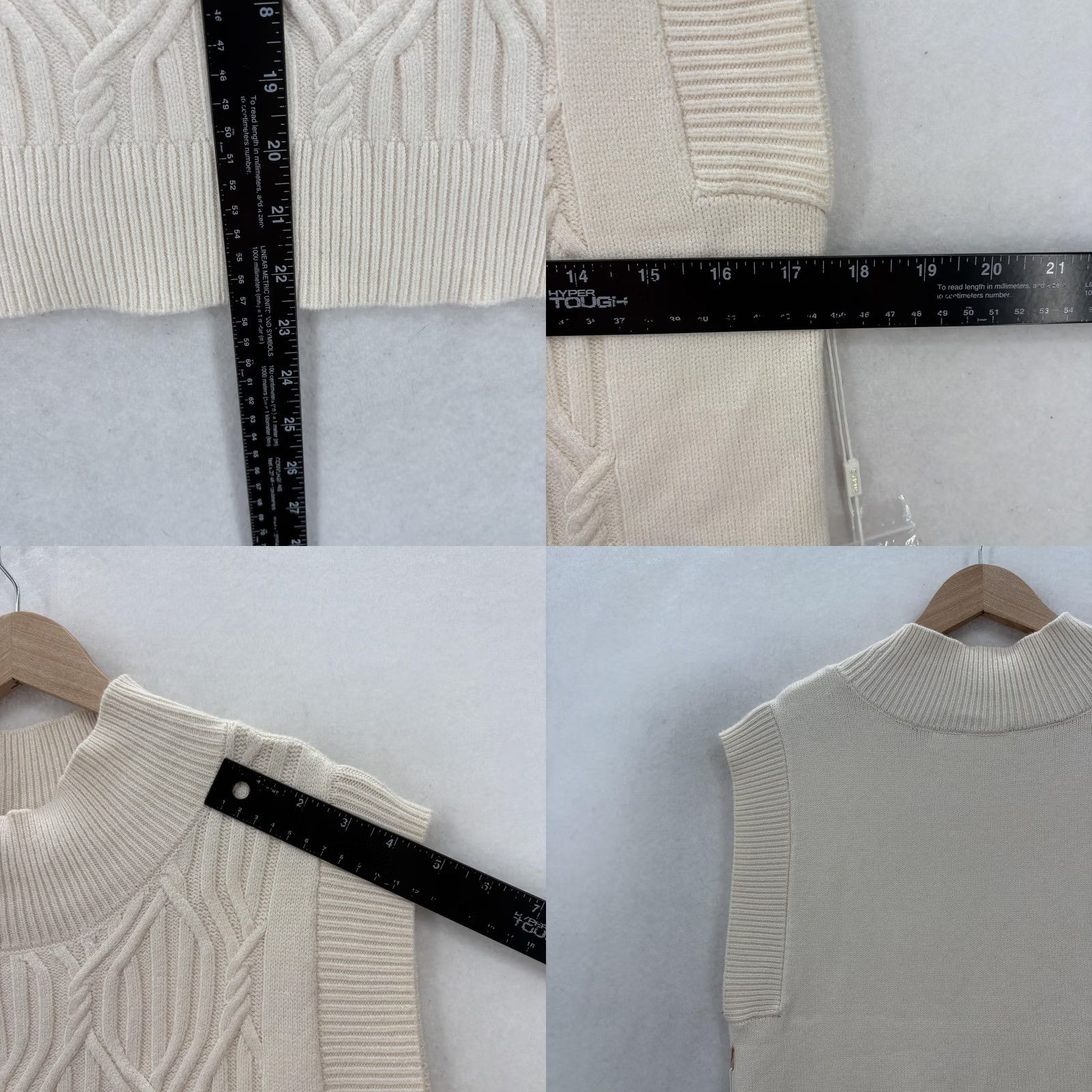 Vintage Cyrus Sweater Vest Womens Small Beige Mock Neck Cable Knit Sleeveless Cozy NWT Size S / US 4 / IT 40 - 8 Thumbnail