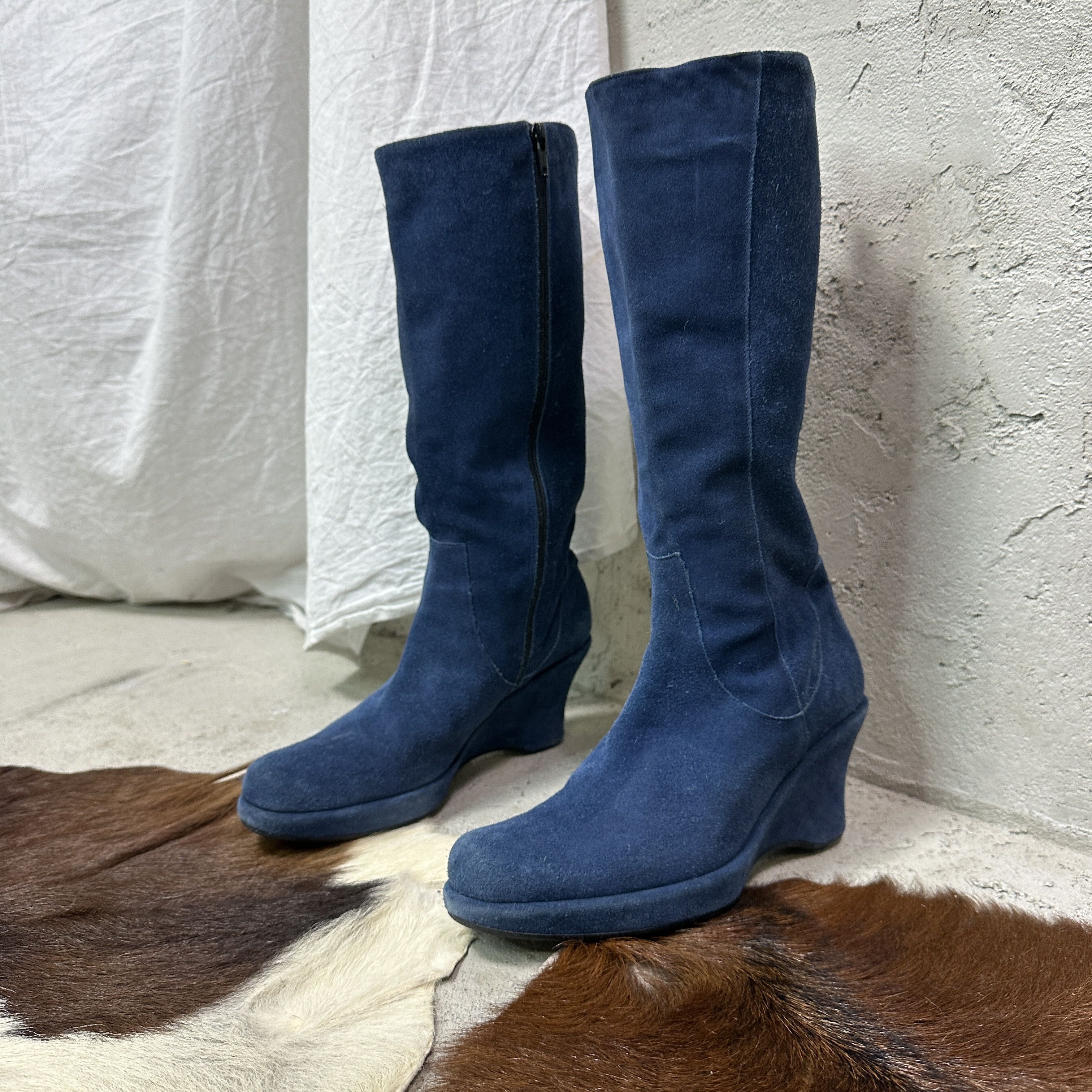 Vintage Vintage Leather Platform Wedge Suede Boots Y2K Size US 7 / IT 37 - 3 Thumbnail