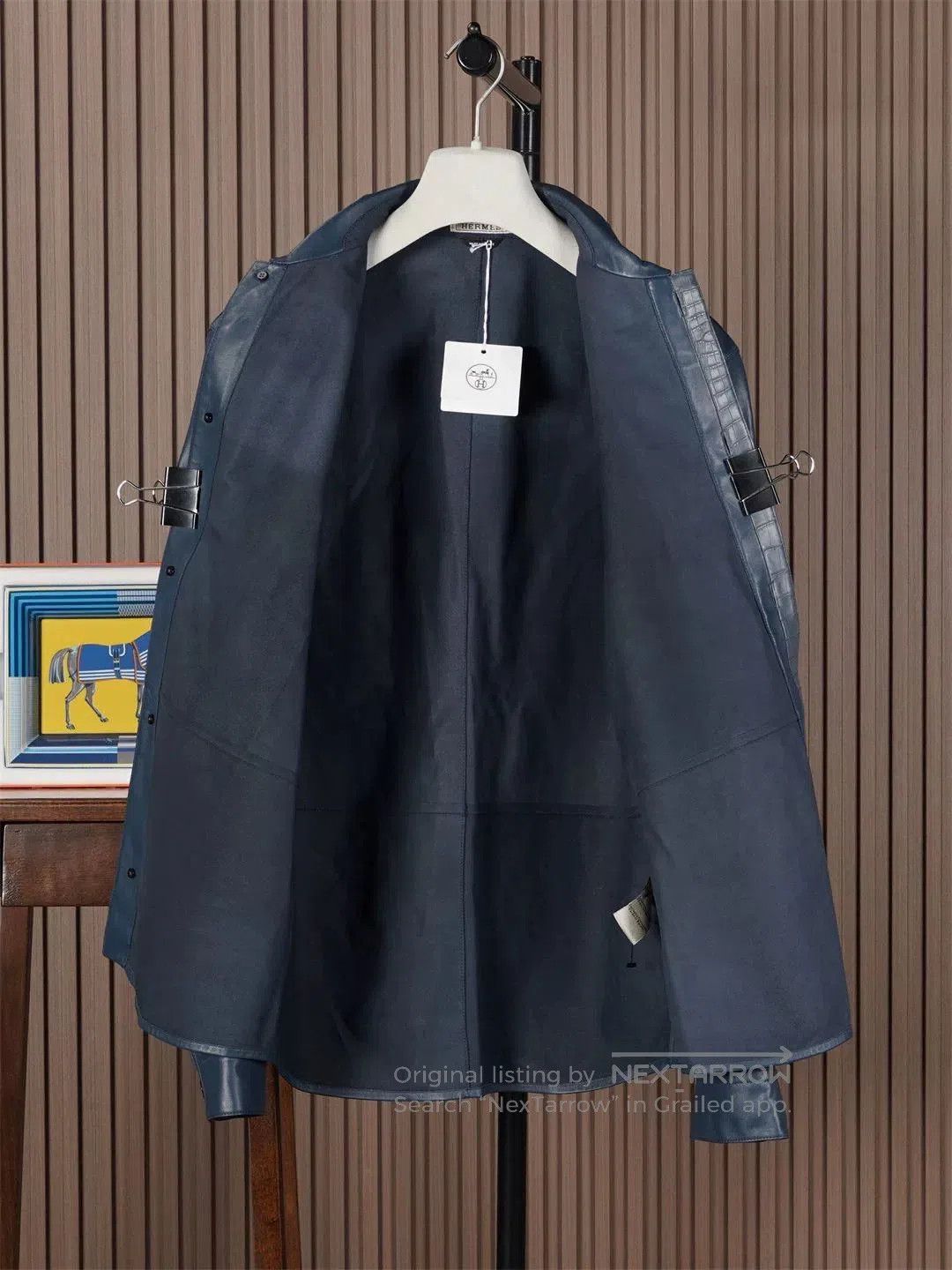 Hermes Hermes Men's Midnight Blue Leather Jacket. Size US M / EU 48-50 / 2 - 3 Thumbnail