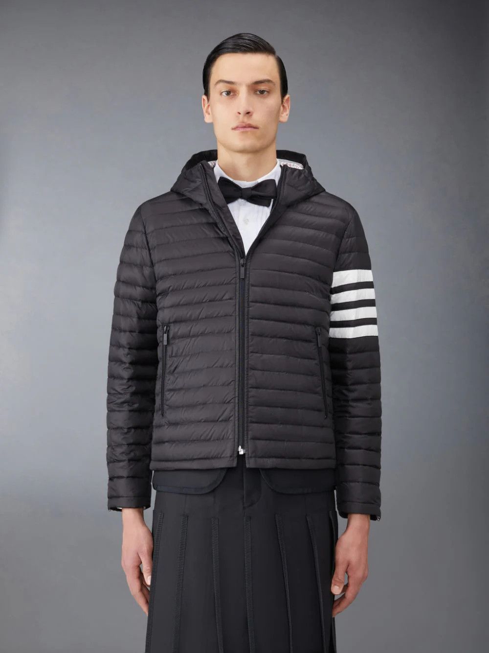 image of Thom Browne 4 Stripe Padded Jacket in Black, Men's (Size Large)