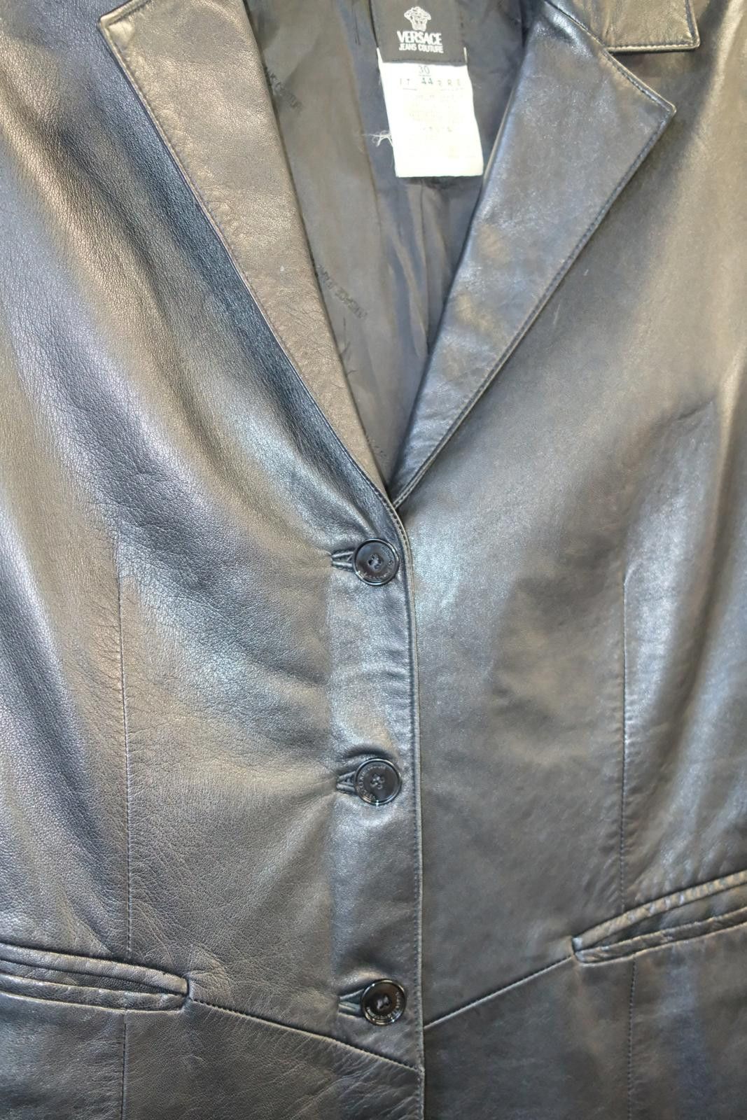 Versace 90's Versace Jeans Couture Leather Blazer Jacket Size ONE SIZE - 3 Thumbnail