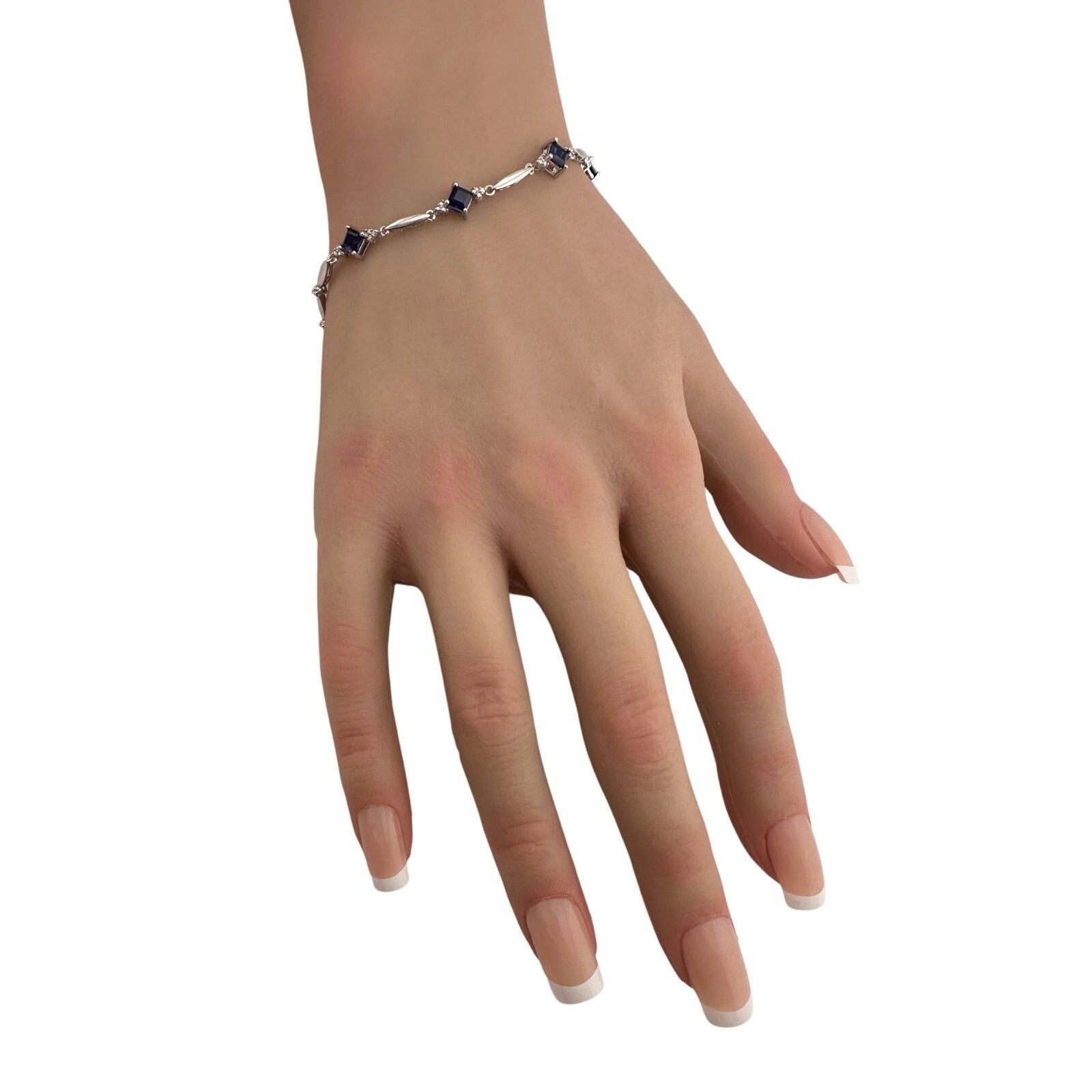 Other 3.10 Carat Lab Created Sapphire Bracelet with Diamond Accent Size ONE SIZE - 2 Thumbnail