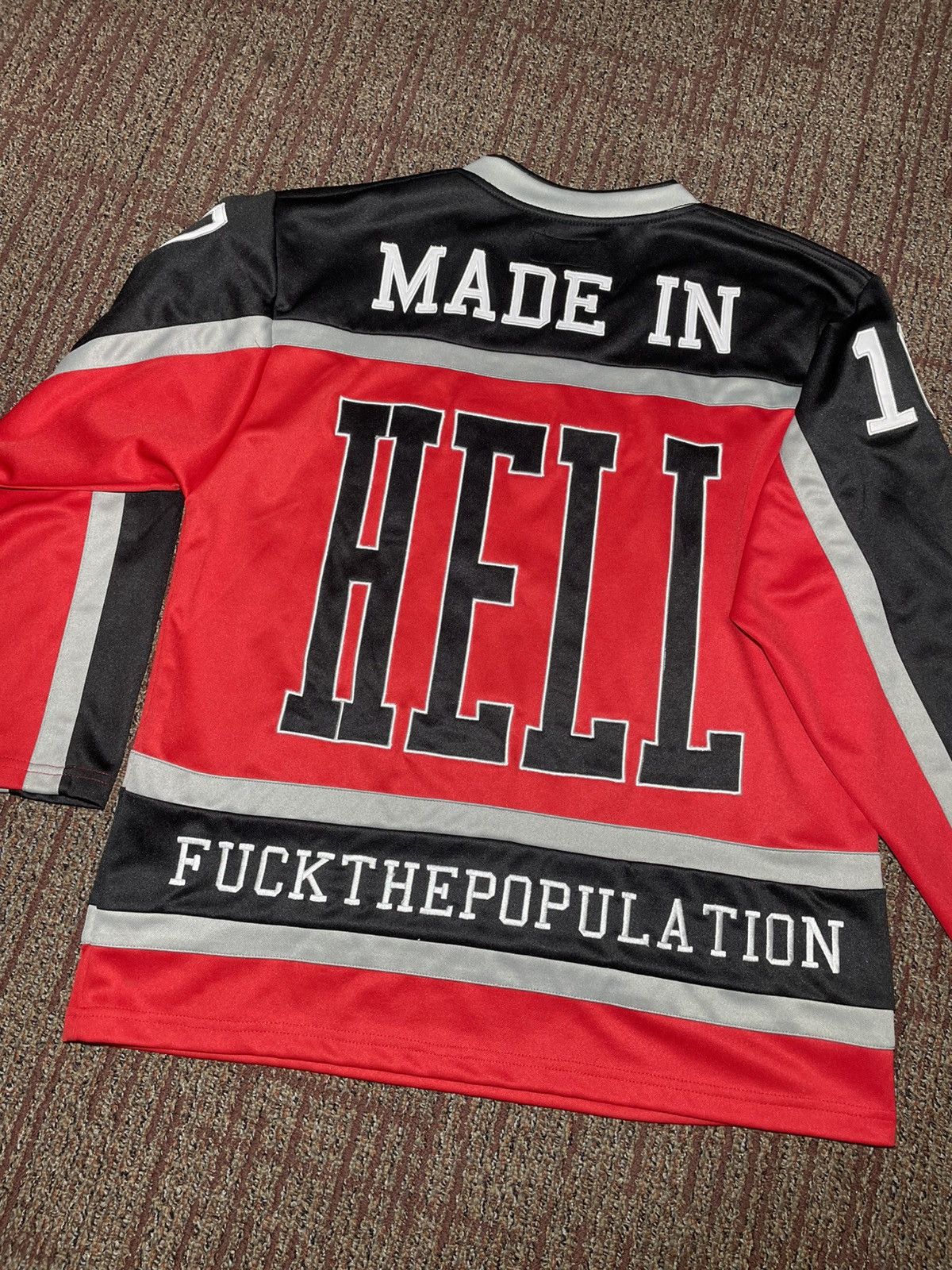 Fuck The Population FTP Made In Hell Hockey Jersey (Large) Size US L / EU 52-54 / 3 - 4 Thumbnail
