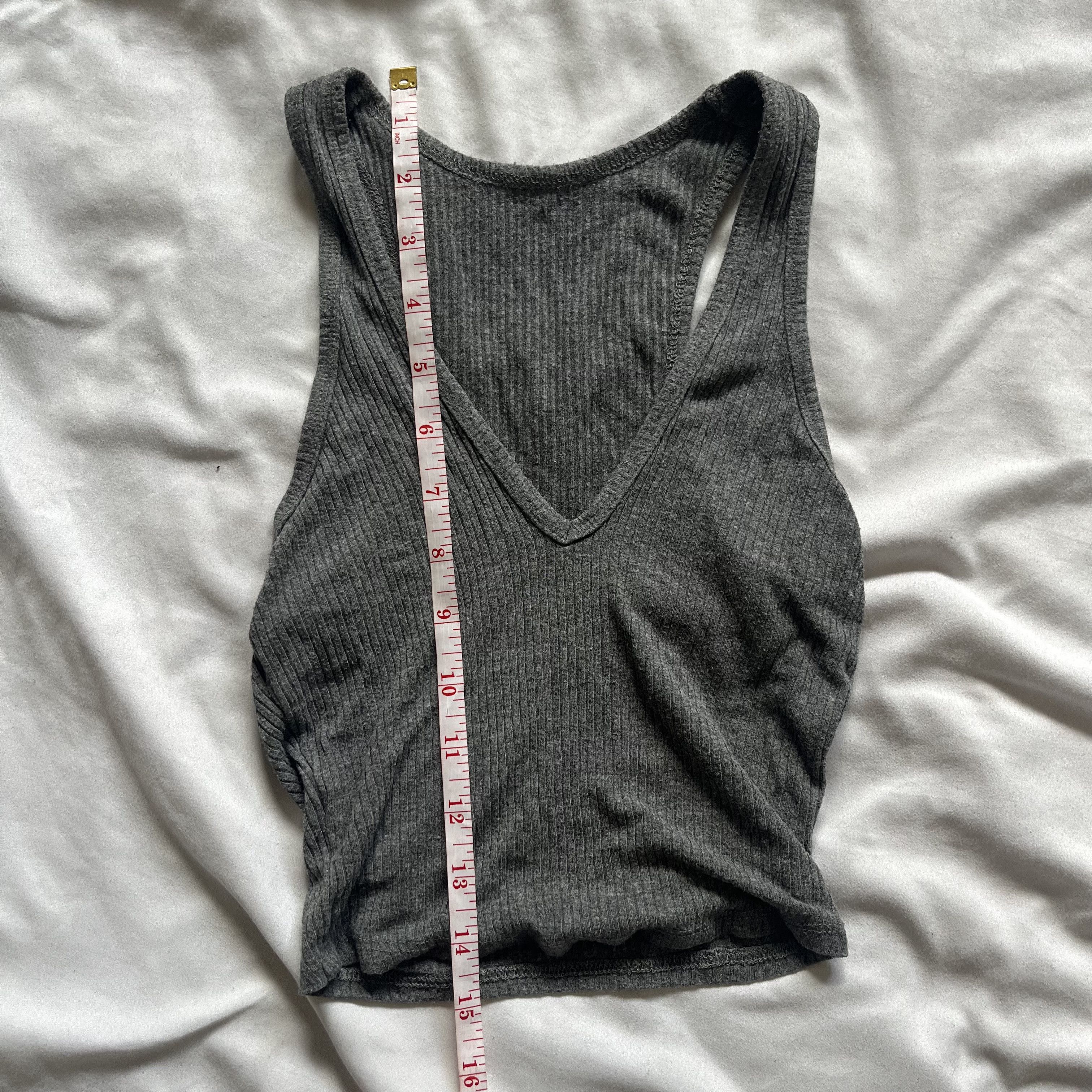 Other Gray Ribbed Crop/Tank Top Size XS / US 0-2 / IT 36-38 - 2 Thumbnail