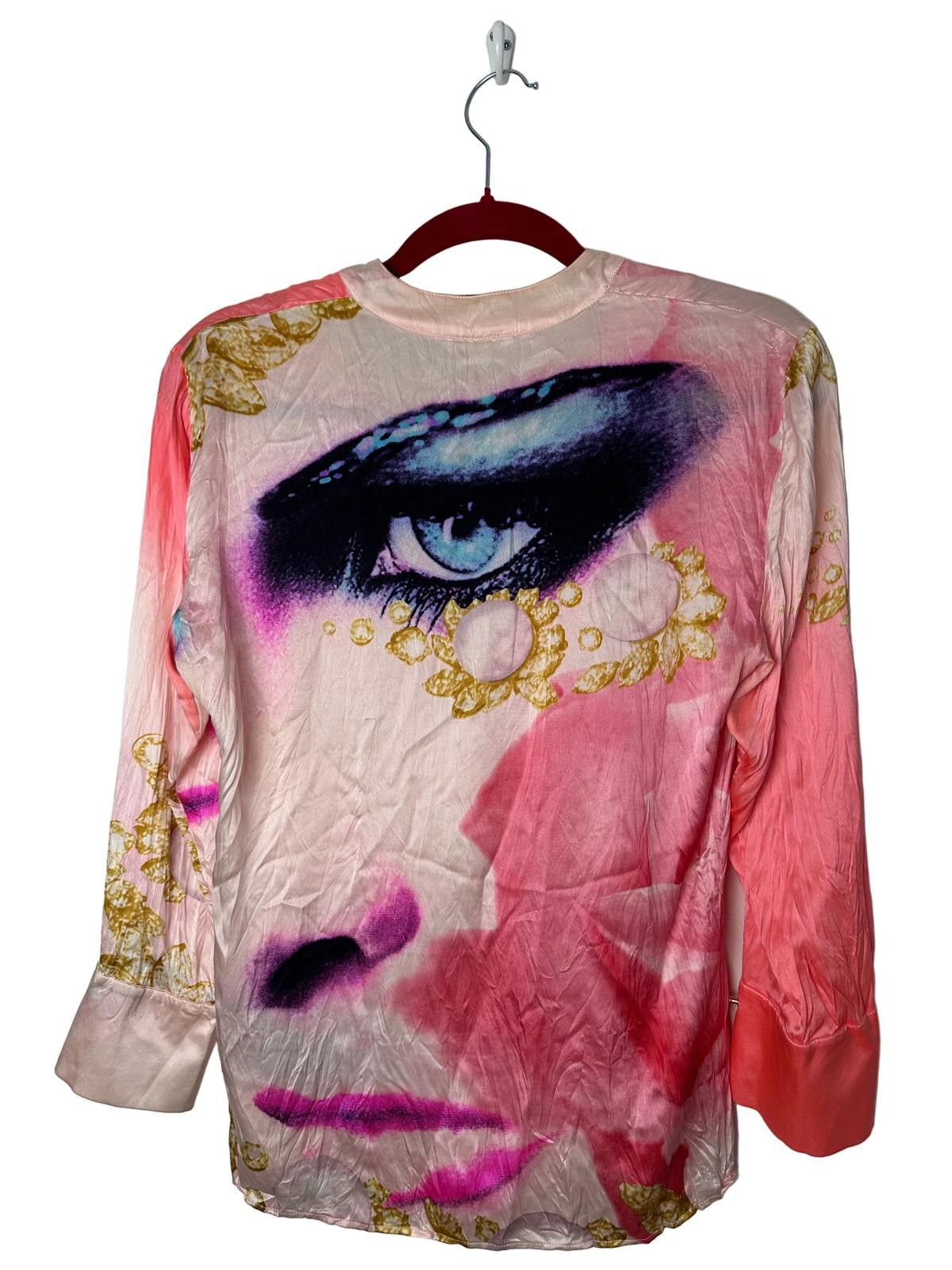 Roberto Cavalli Roberto Cavallo S/S 2001 Liz Taylor Eye Print Silk Shirt Size XS / US 0-2 / IT 36-38 - 4 Thumbnail